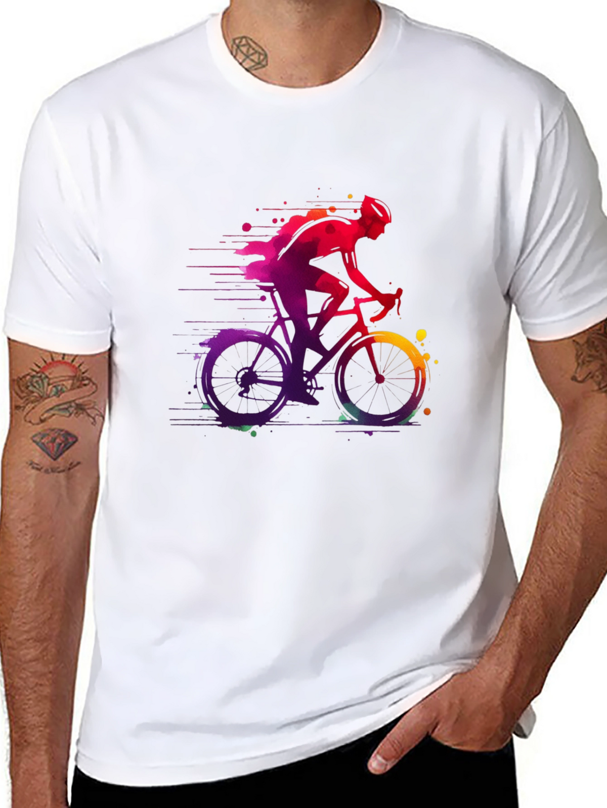 Mens Bicycle Graphic Tee - Vibrant Cycling Shirt