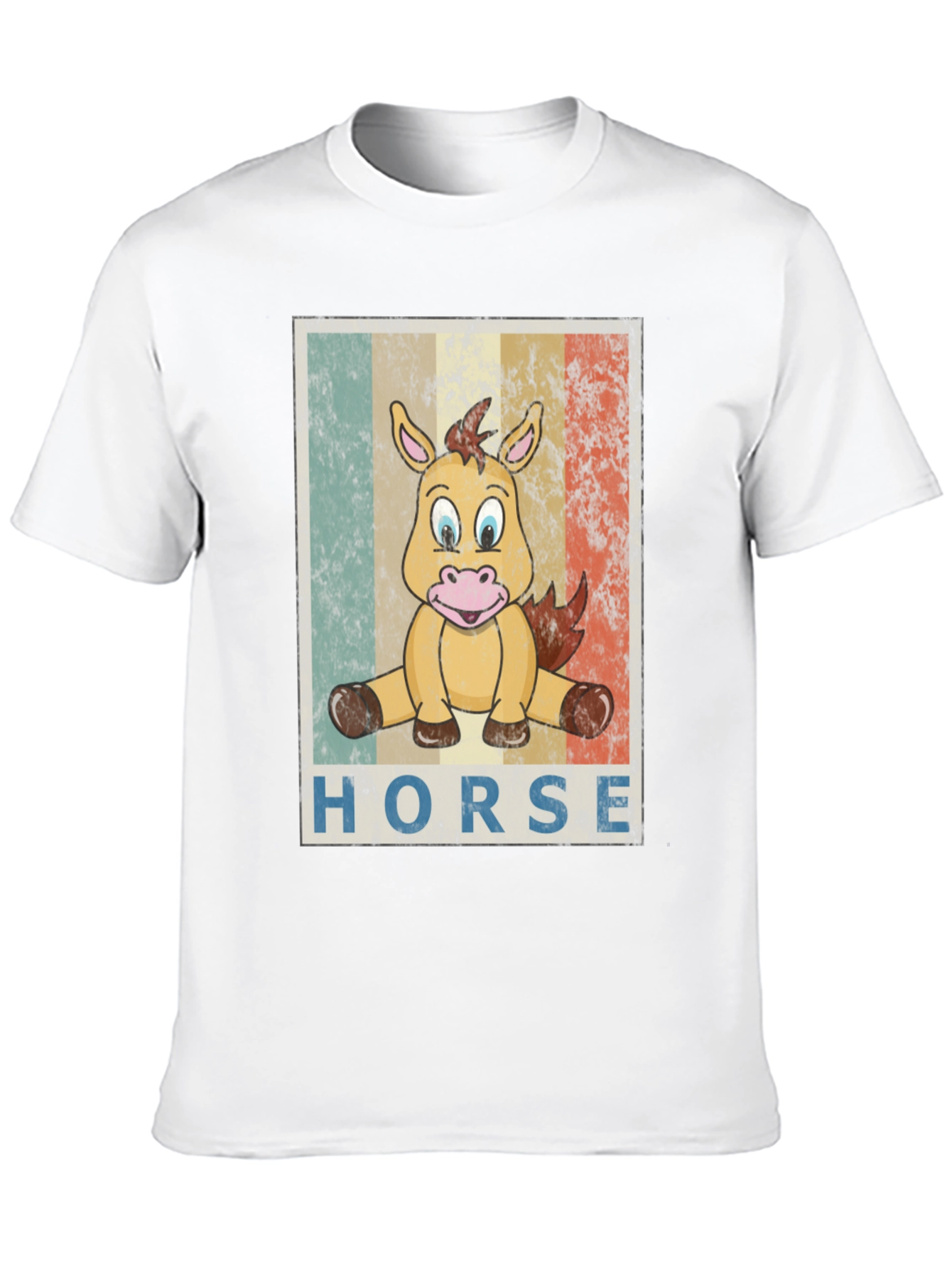 Cartoon Horse Graphic Tee - Unisex Black T-Shirt