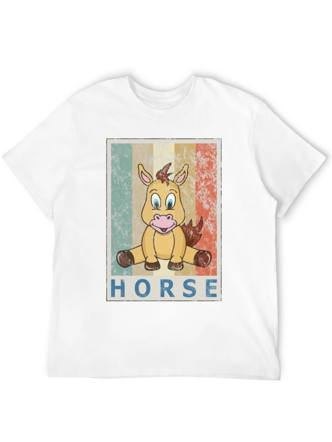 Cartoon Horse Graphic Tee - Unisex Black T-Shirt
