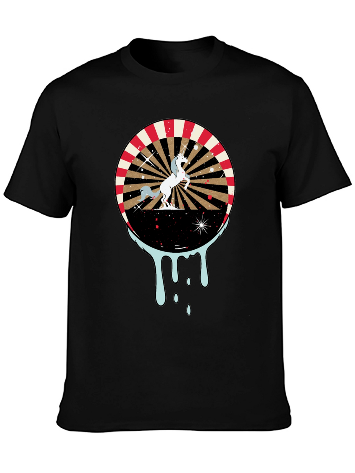 Unicorn Graphic Print Mens Black T-Shirt