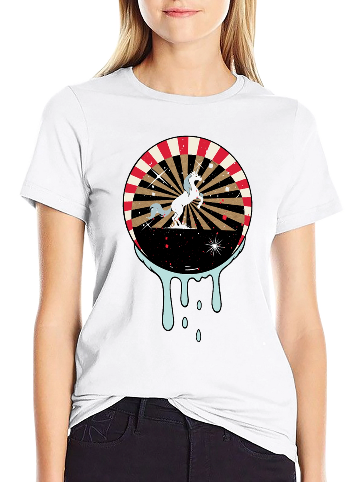 Unicorn Graphic Print Mens Black T-Shirt