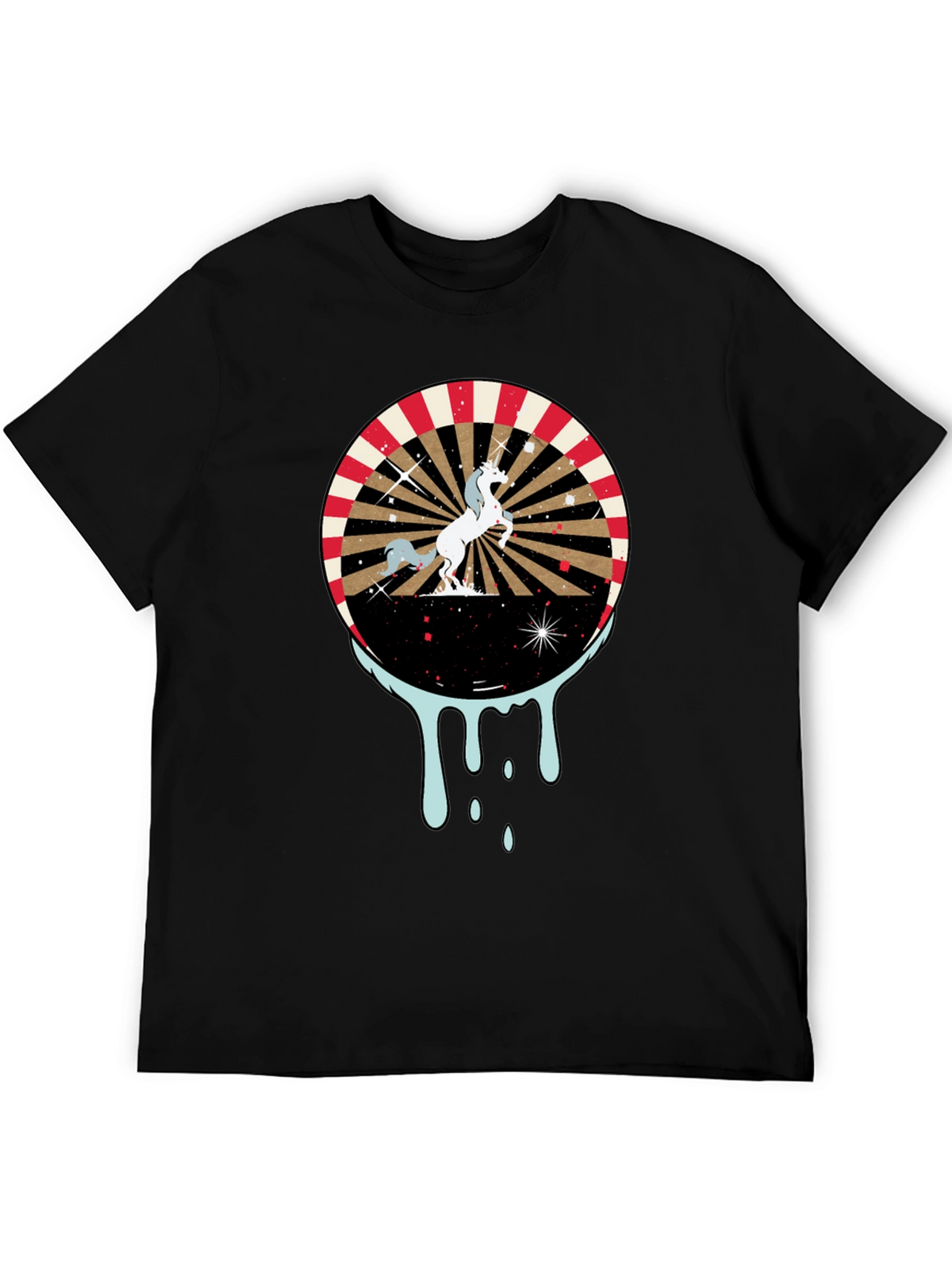 Unicorn Graphic Print Mens Black T-Shirt