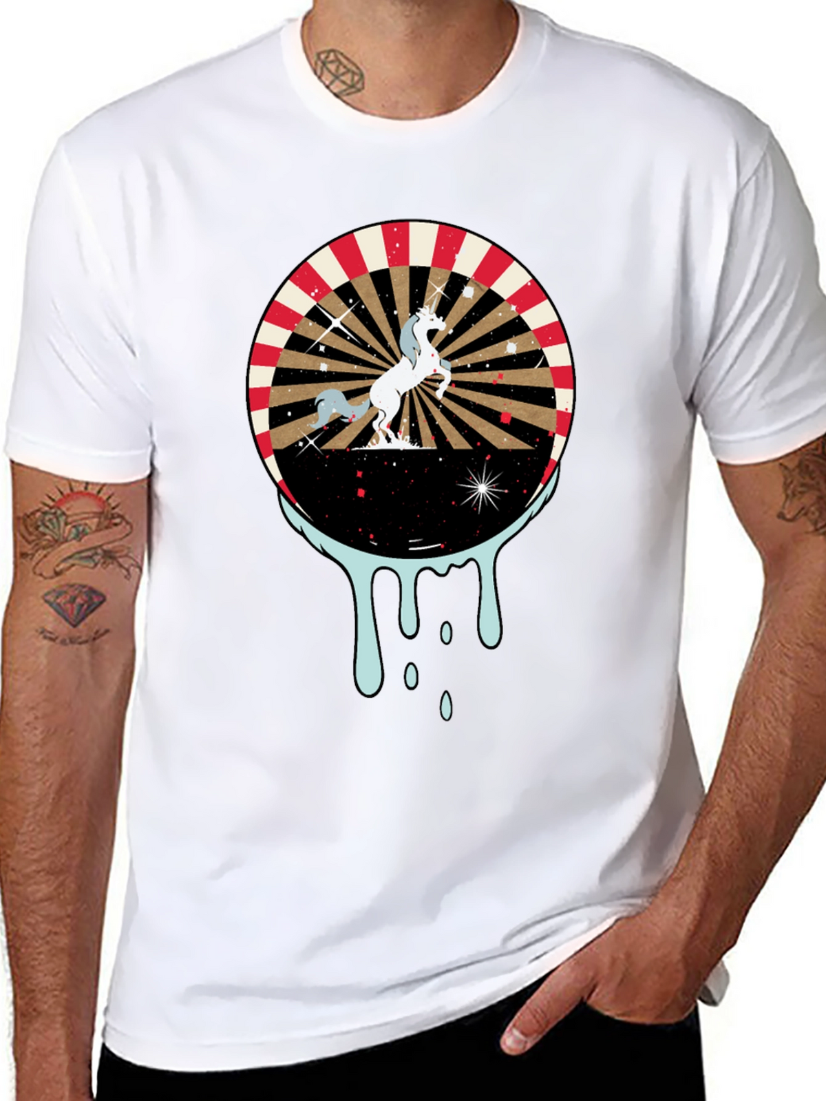 Unicorn Graphic Print Mens Black T-Shirt