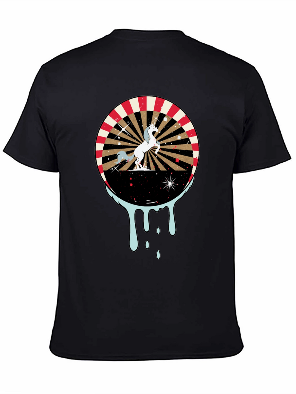 Unicorn Graphic Print Mens Black T-Shirt