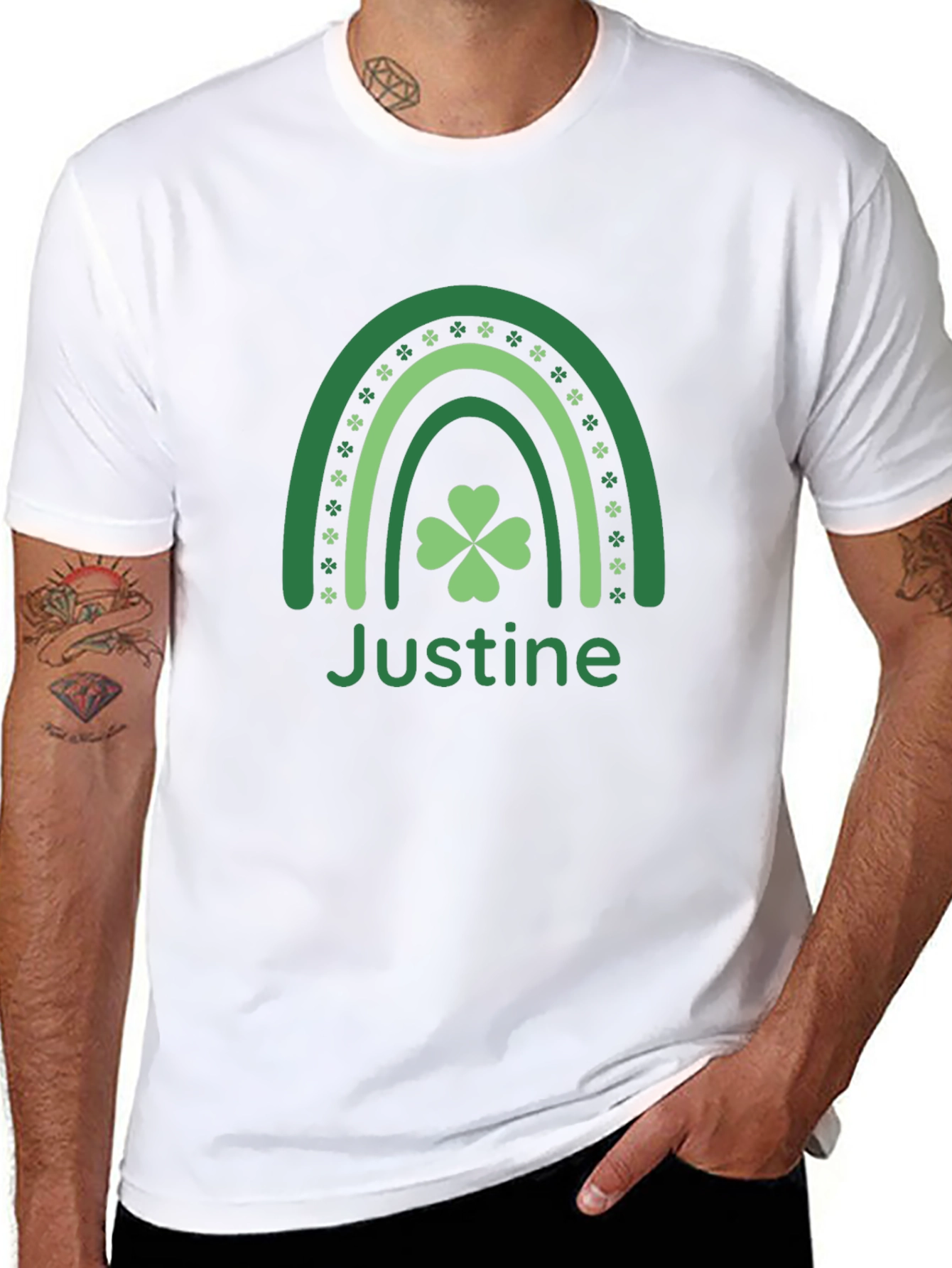 St. Patricks Day Justine Shamrock Rainbow T-Shirt