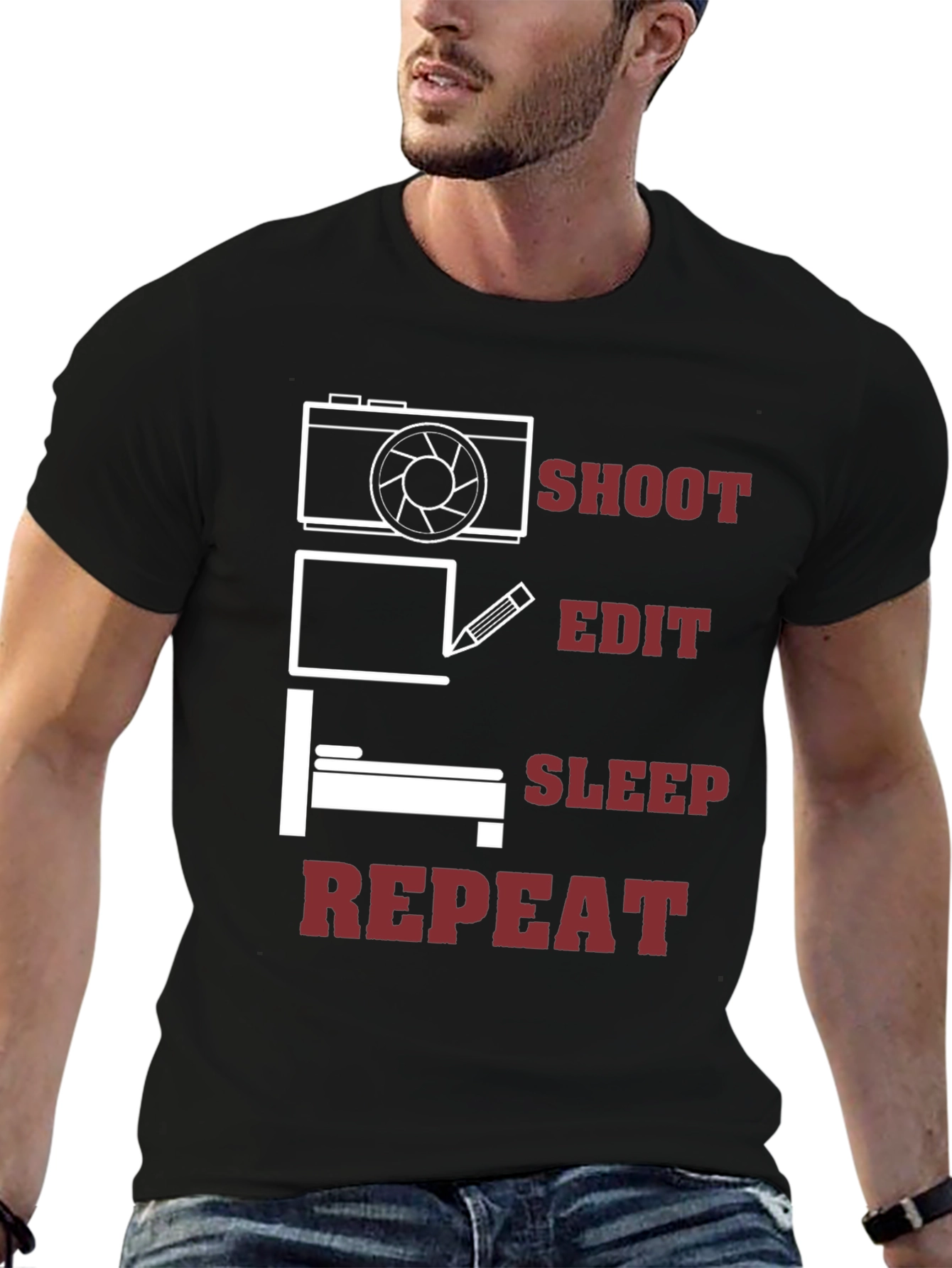 Shoot Edit Sleep Repeat Graphic Tee