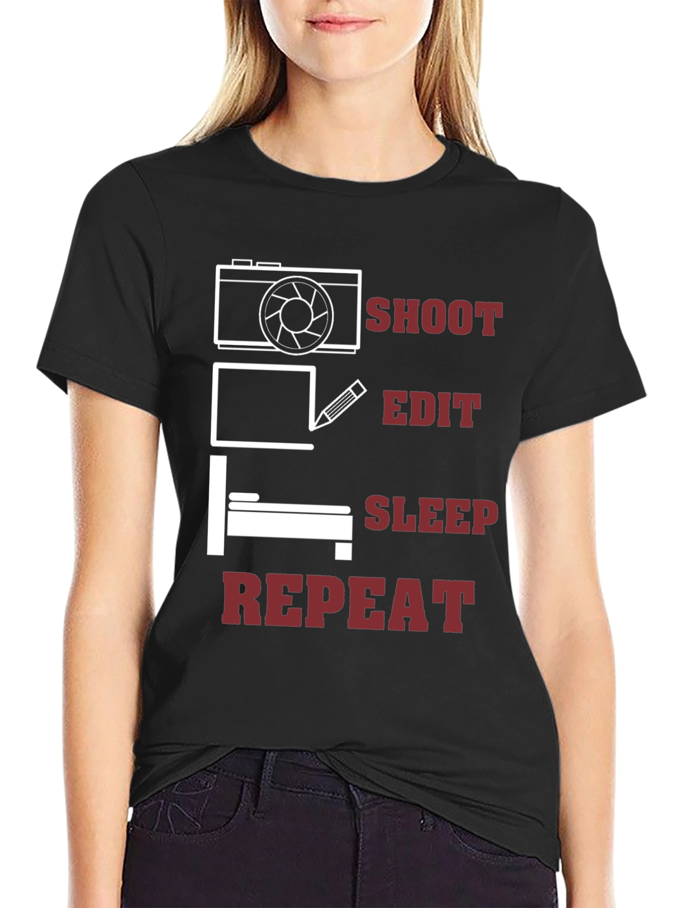 Shoot Edit Sleep Repeat Graphic Tee