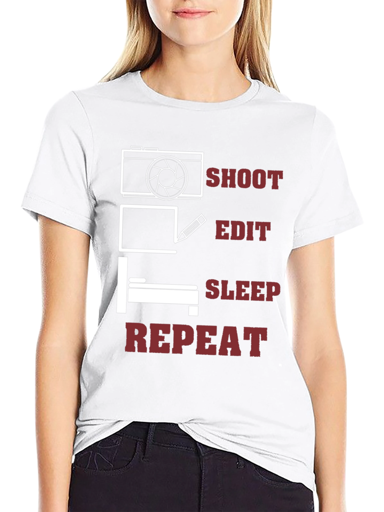 Shoot Edit Sleep Repeat Graphic Tee