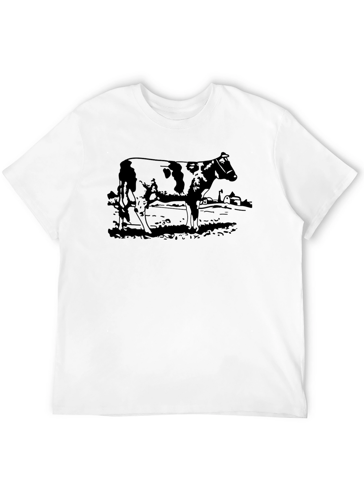 Cow Graphic Tee - Black Cotton T-Shirt