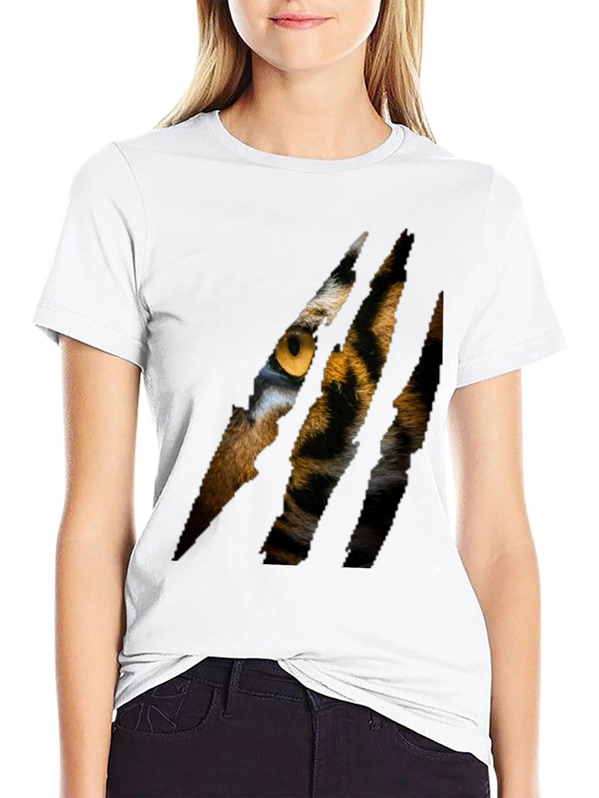 Mens Black Tiger Eye Graphic T-Shirt