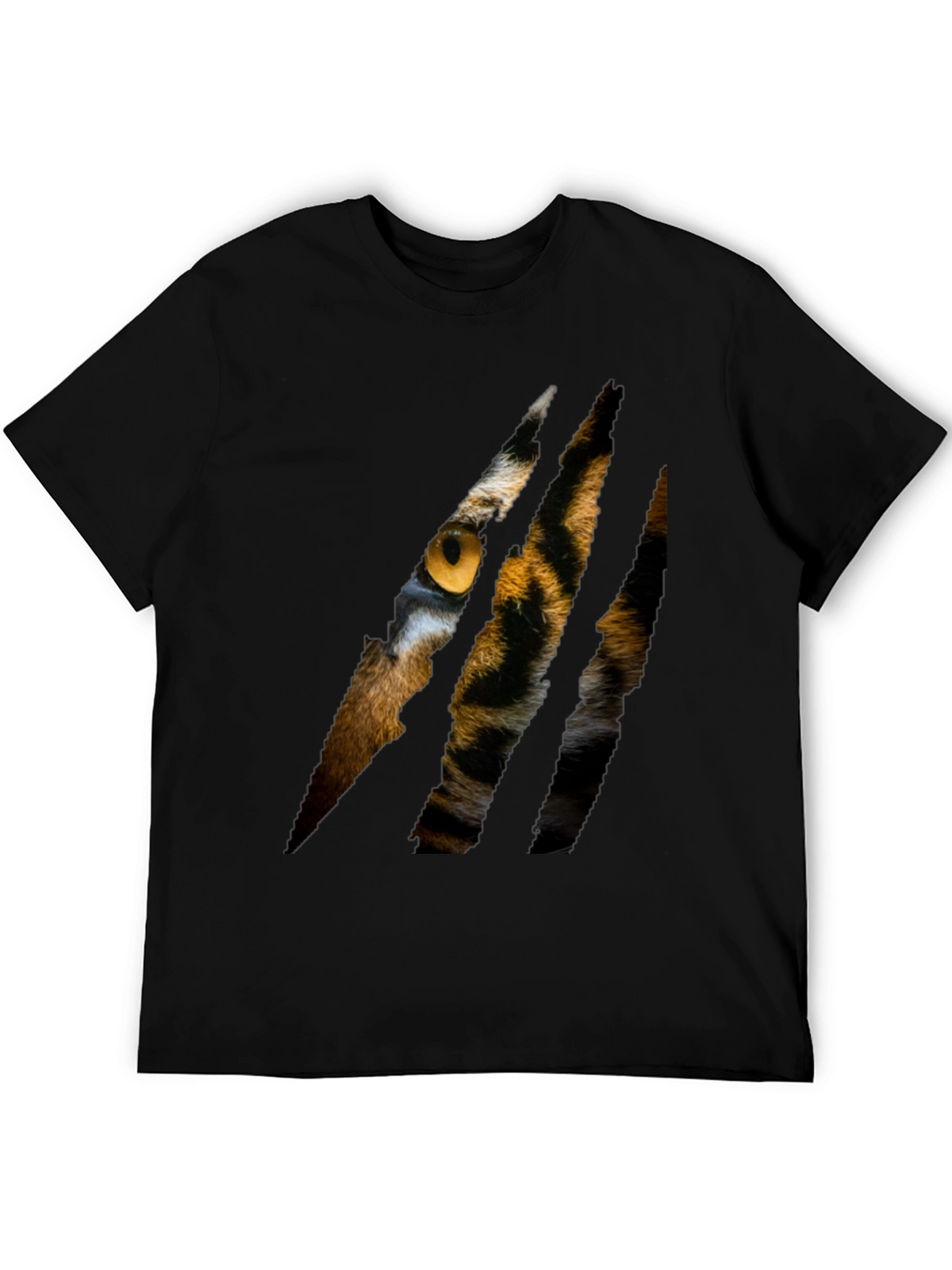 Mens Black Tiger Eye Graphic T-Shirt