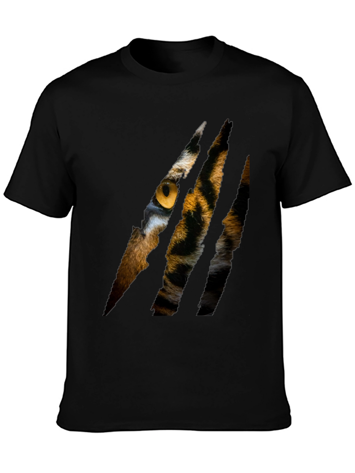 Mens Black Tiger Eye Graphic T-Shirt
