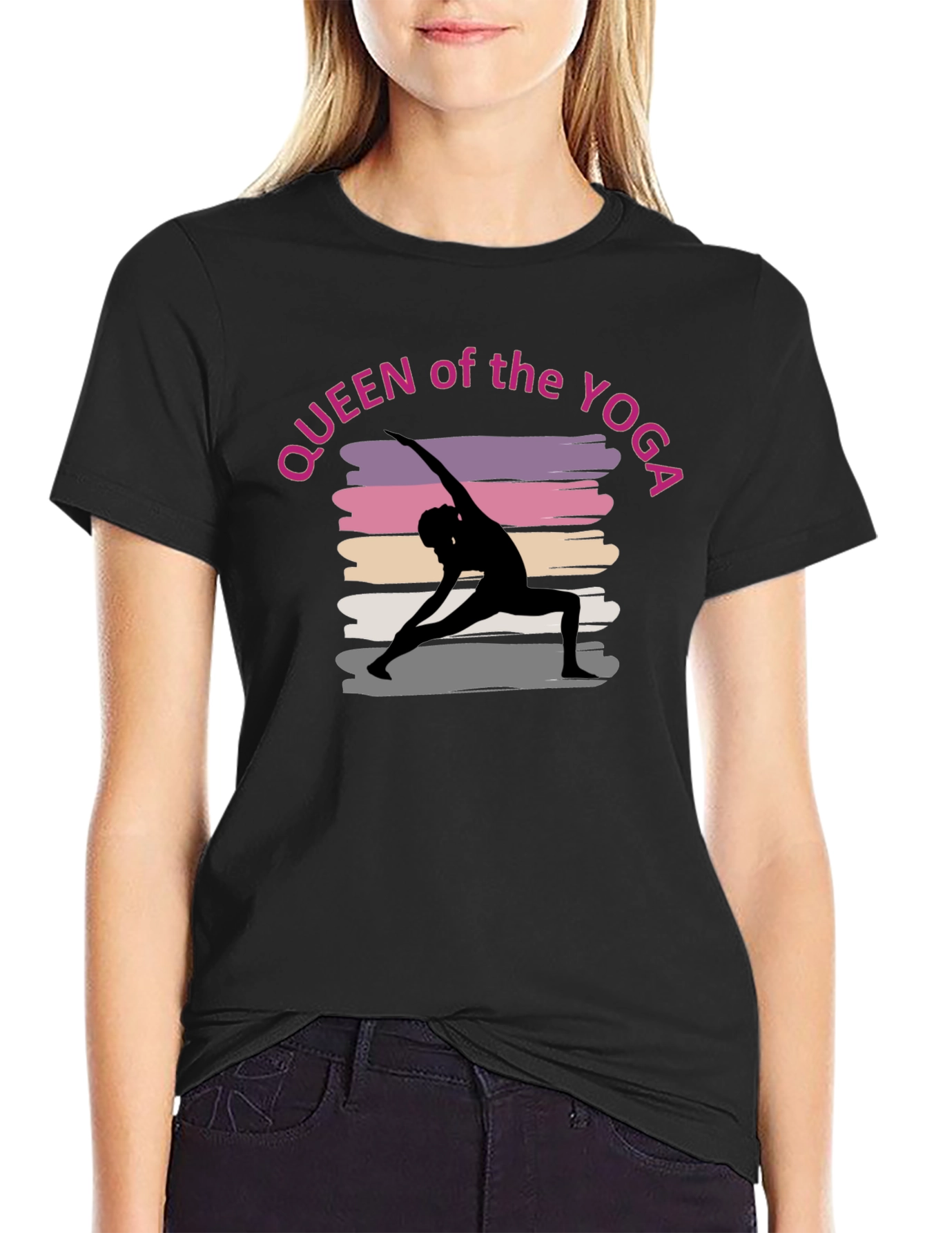 Queen of the Yoga T-Shirt - Stylish Black Tee