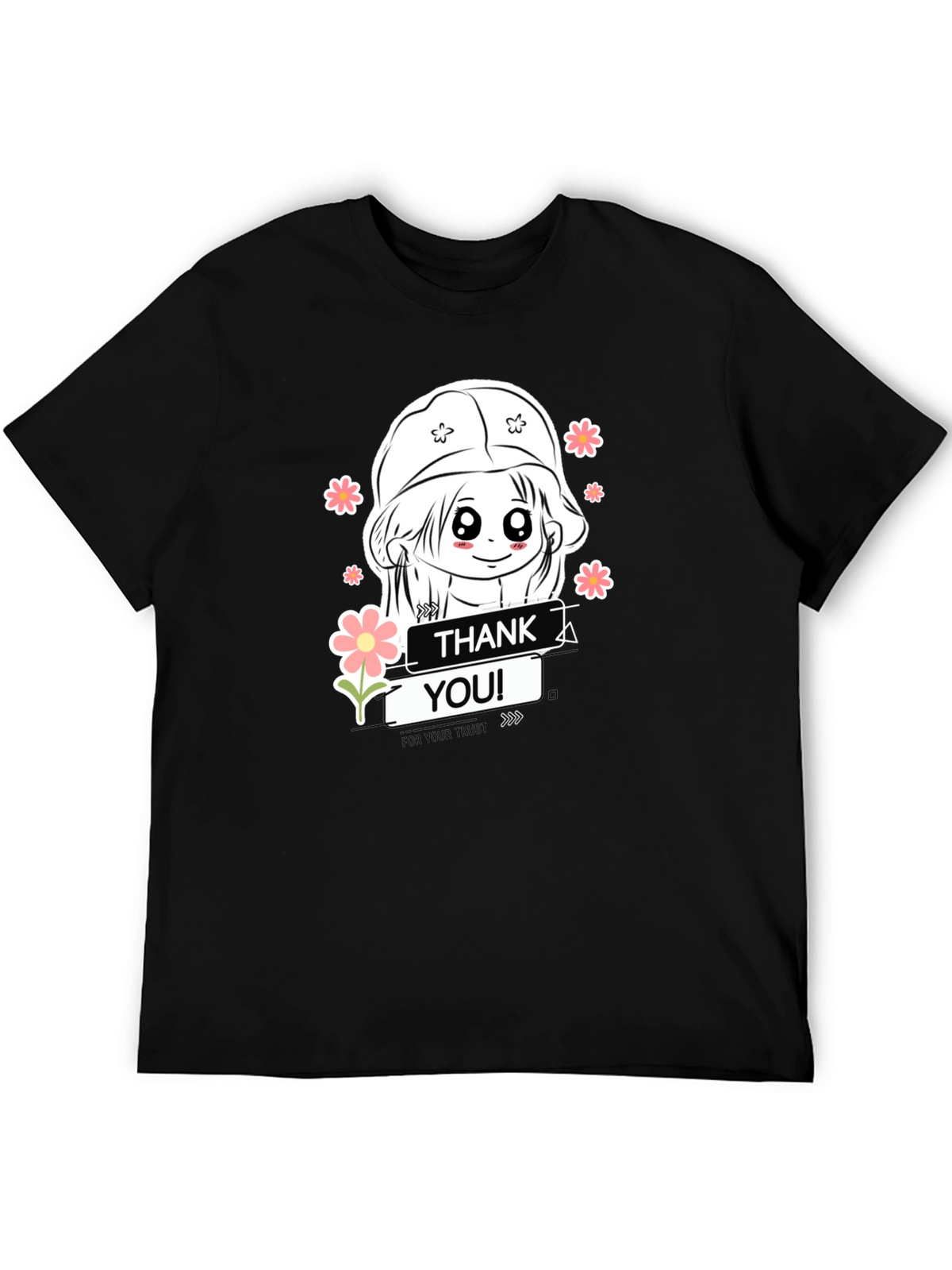 Thank You Trust Graphic Tee - Black Cotton