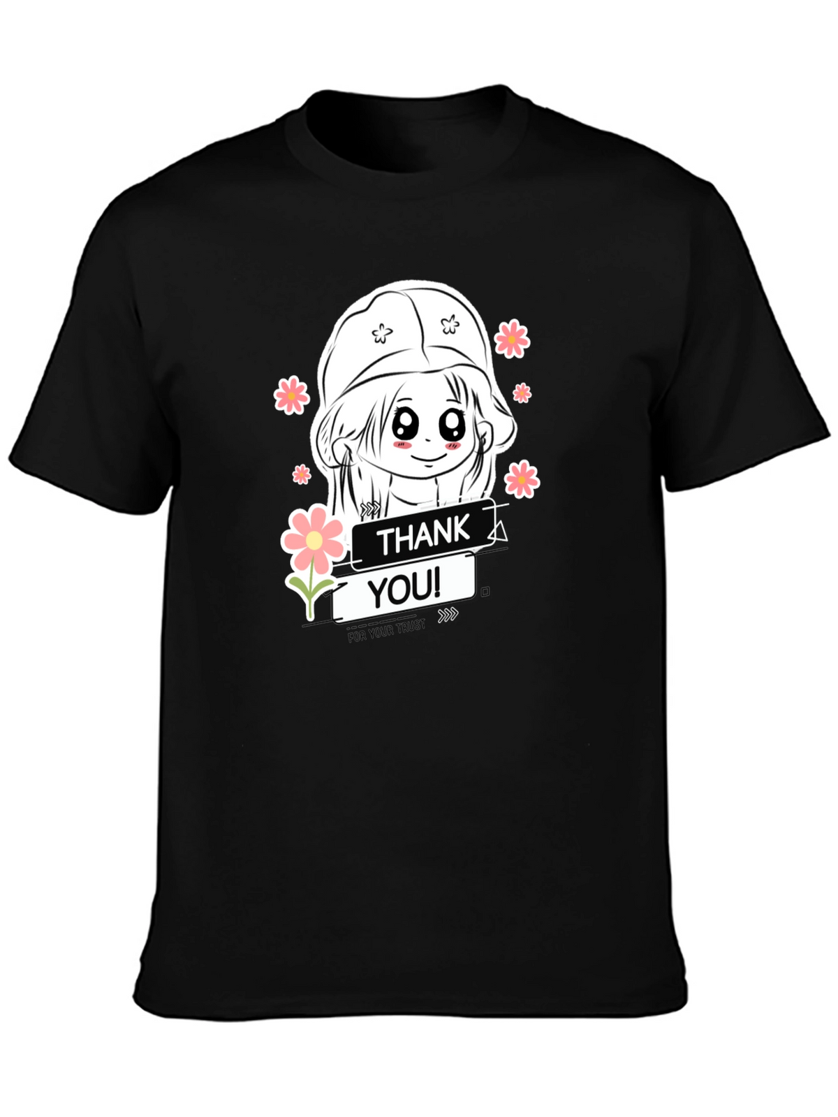 Thank You Trust Graphic Tee - Black Cotton