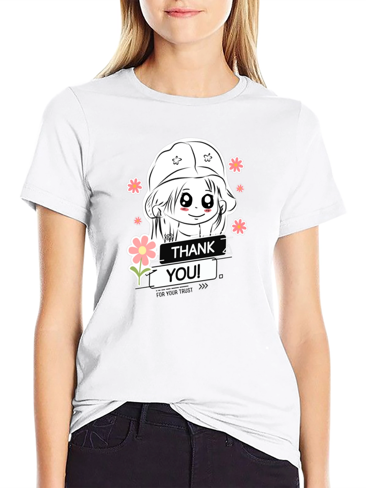 Thank You Trust Graphic Tee - Black Cotton