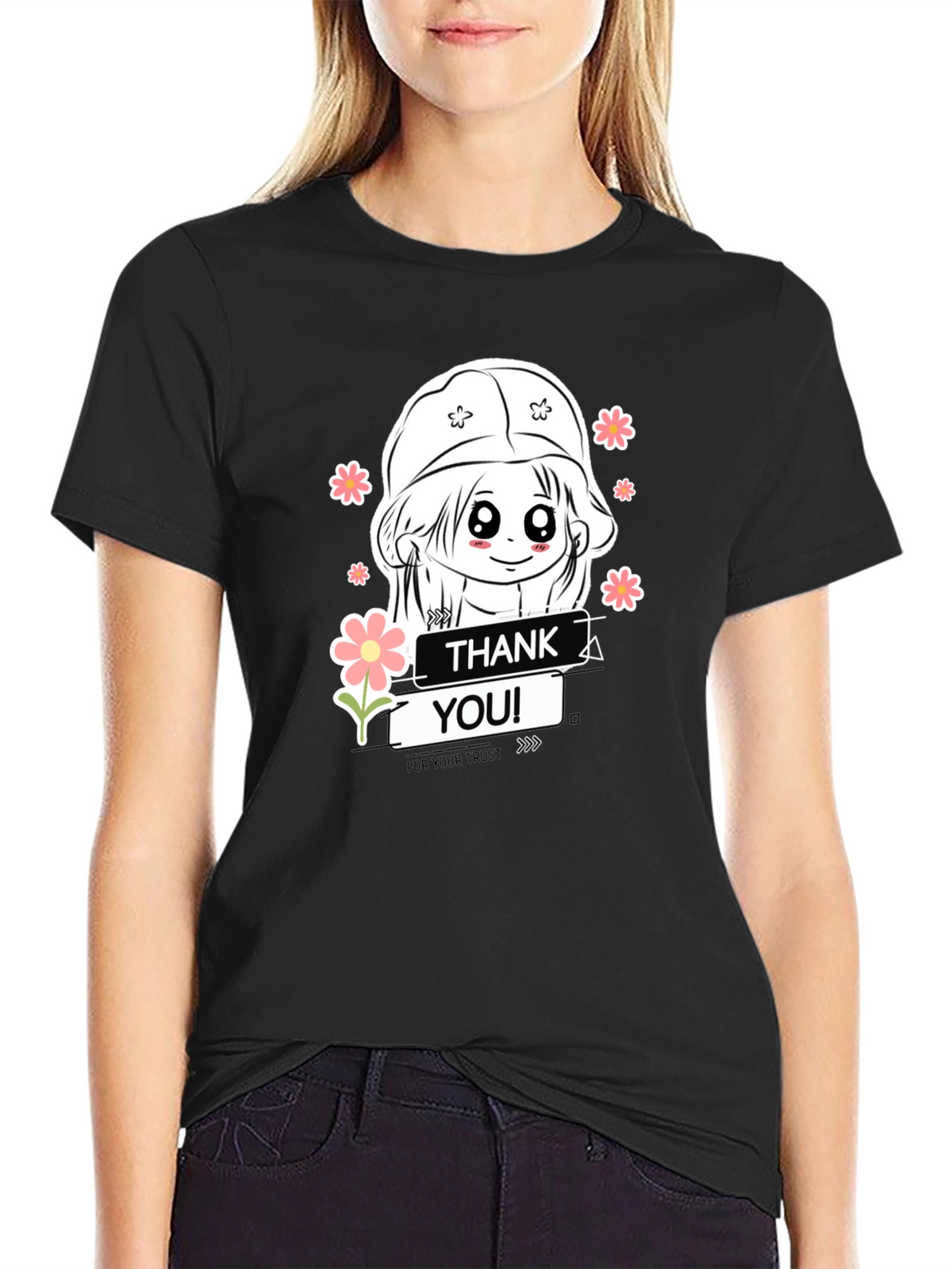 Thank You Trust Graphic Tee - Black Cotton