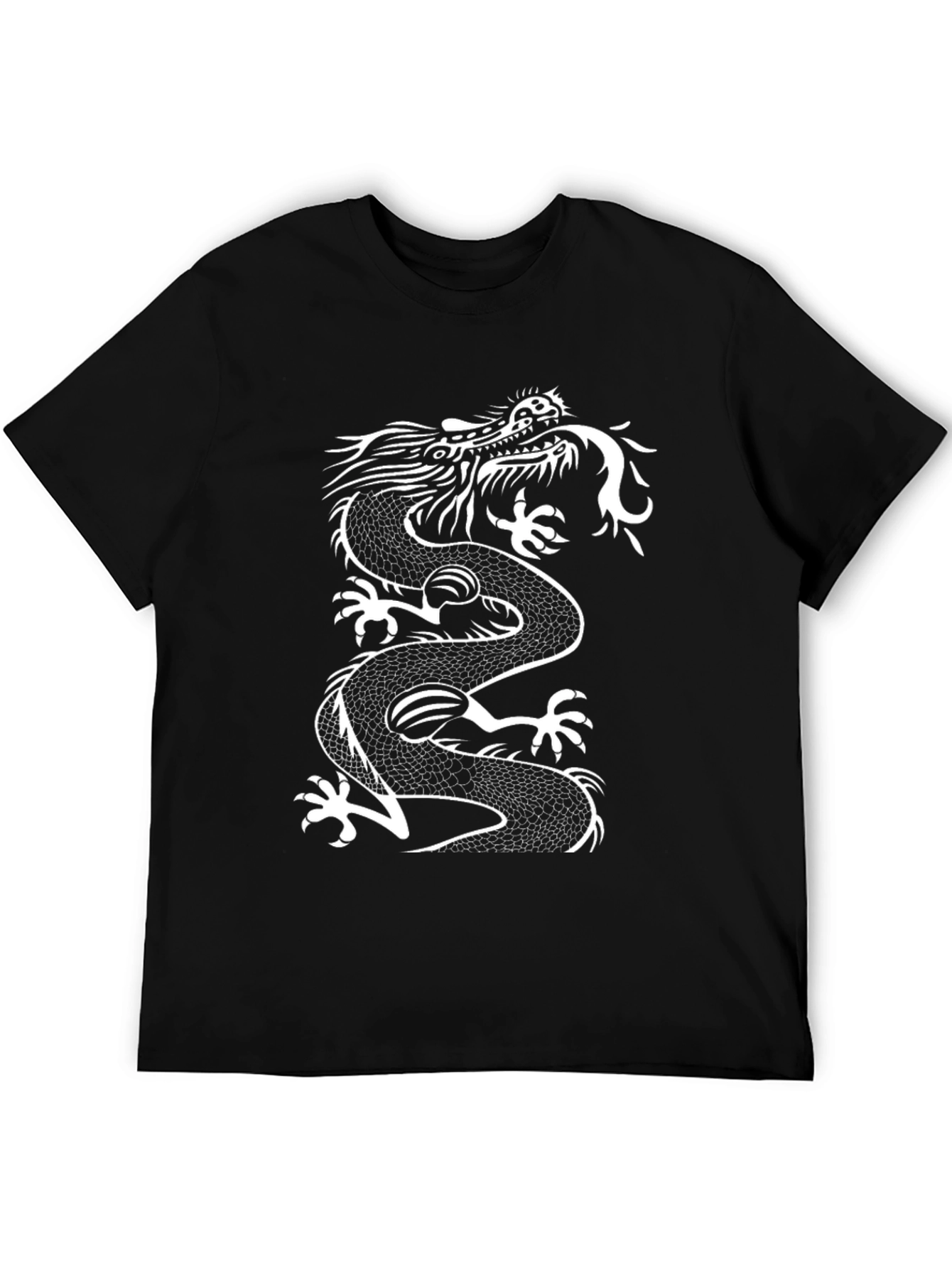 Dragon Graphic Tee - Mens Black Cotton T-Shirt