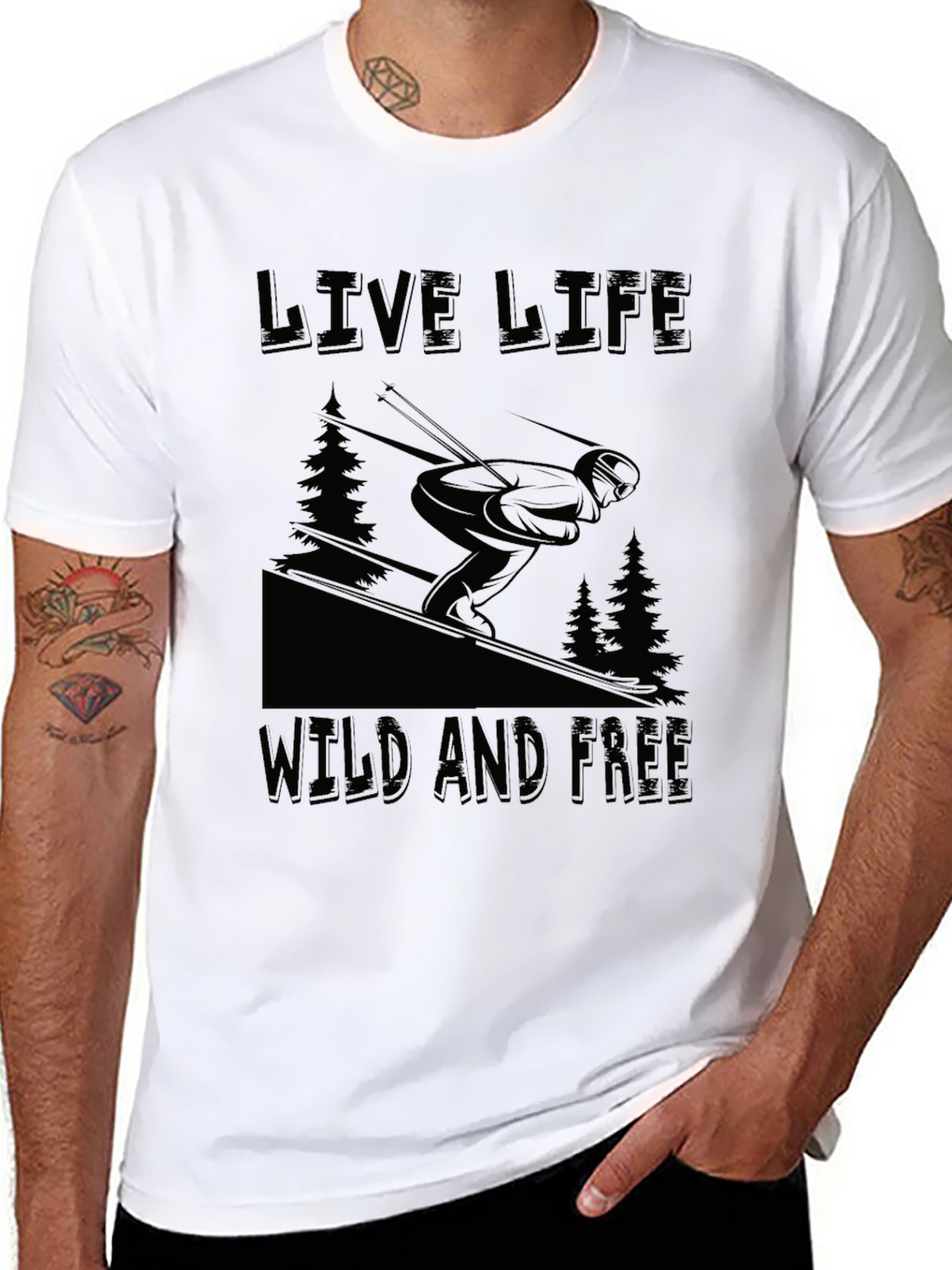 Live Life Wild and Free Graphic Tee - Black