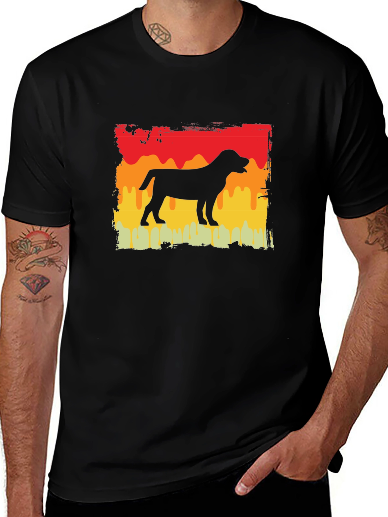 Dog Silhouette Retro Graphic T-Shirt