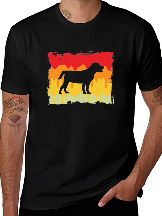 Dog Silhouette Retro Graphic T-Shirt