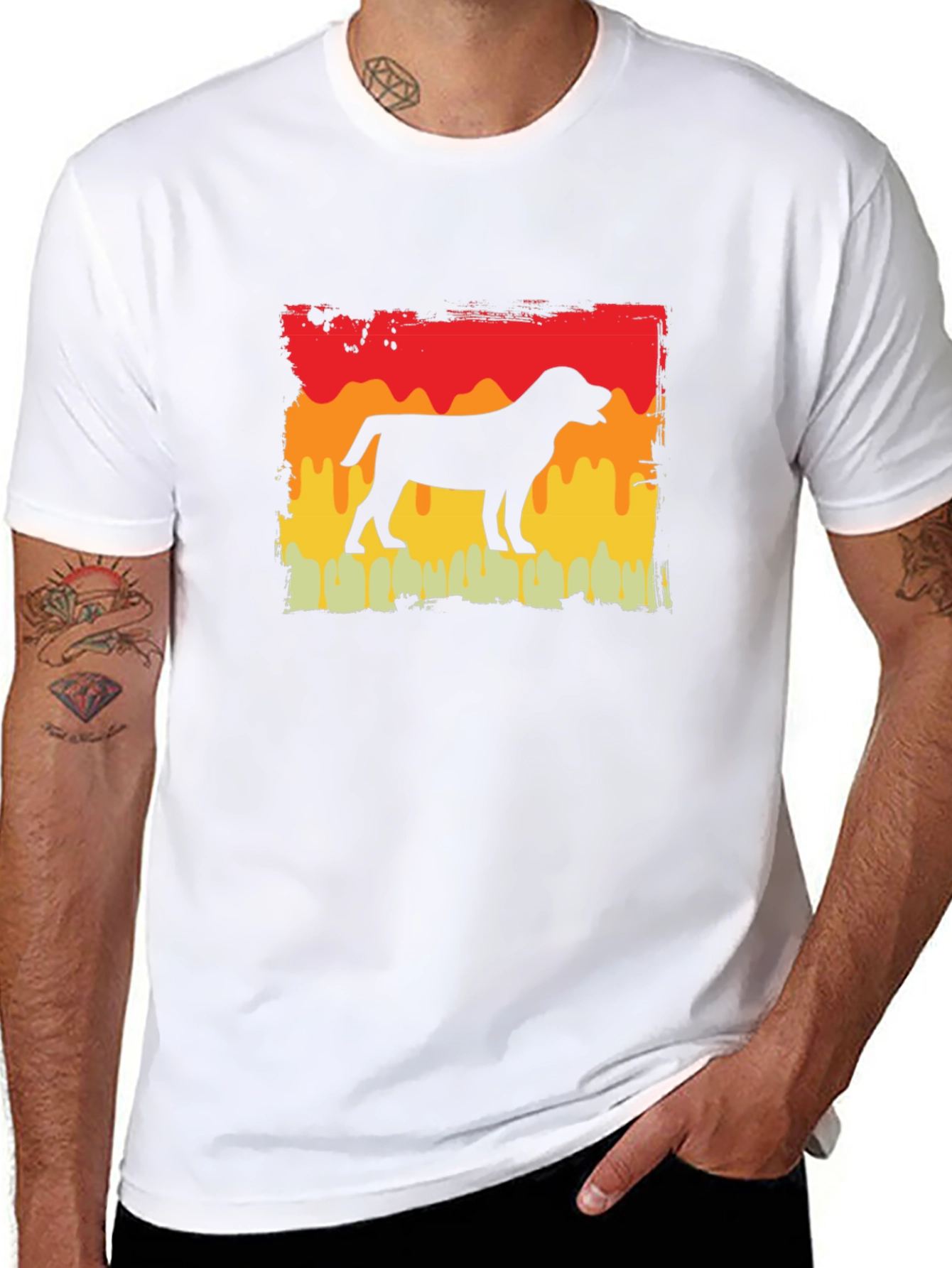Dog Silhouette Retro Graphic T-Shirt