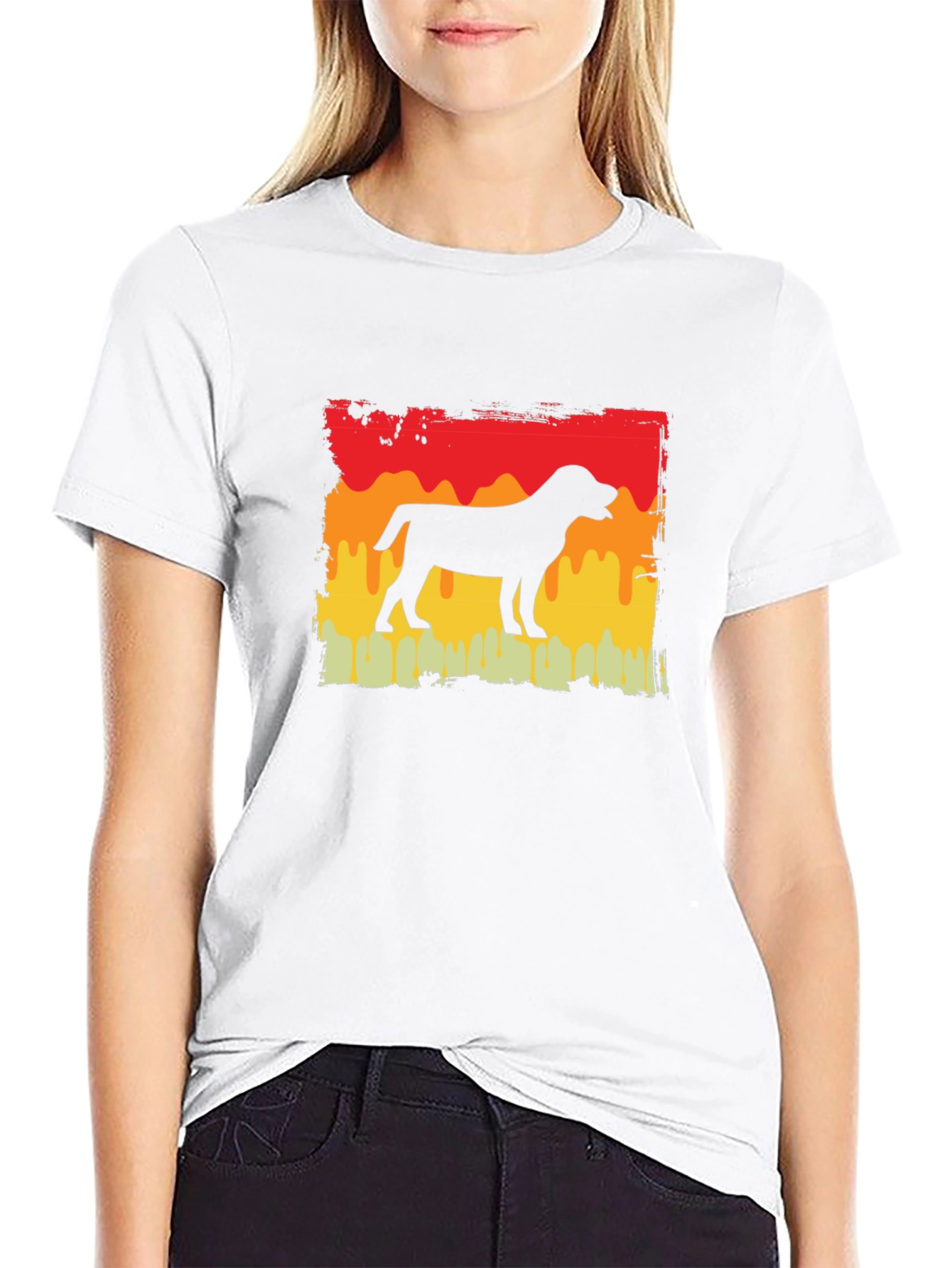 Dog Silhouette Retro Graphic T-Shirt