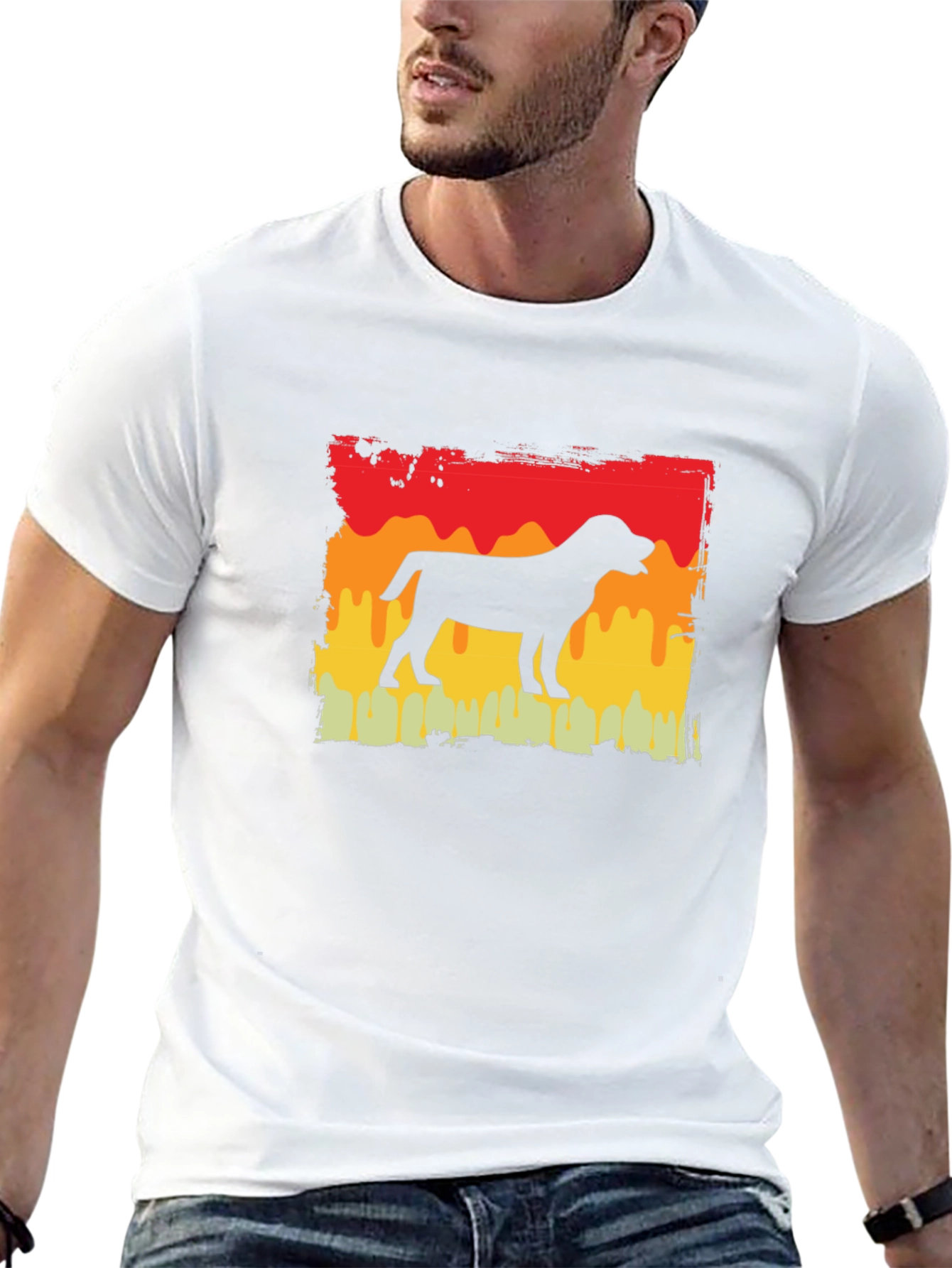 Dog Silhouette Retro Graphic T-Shirt