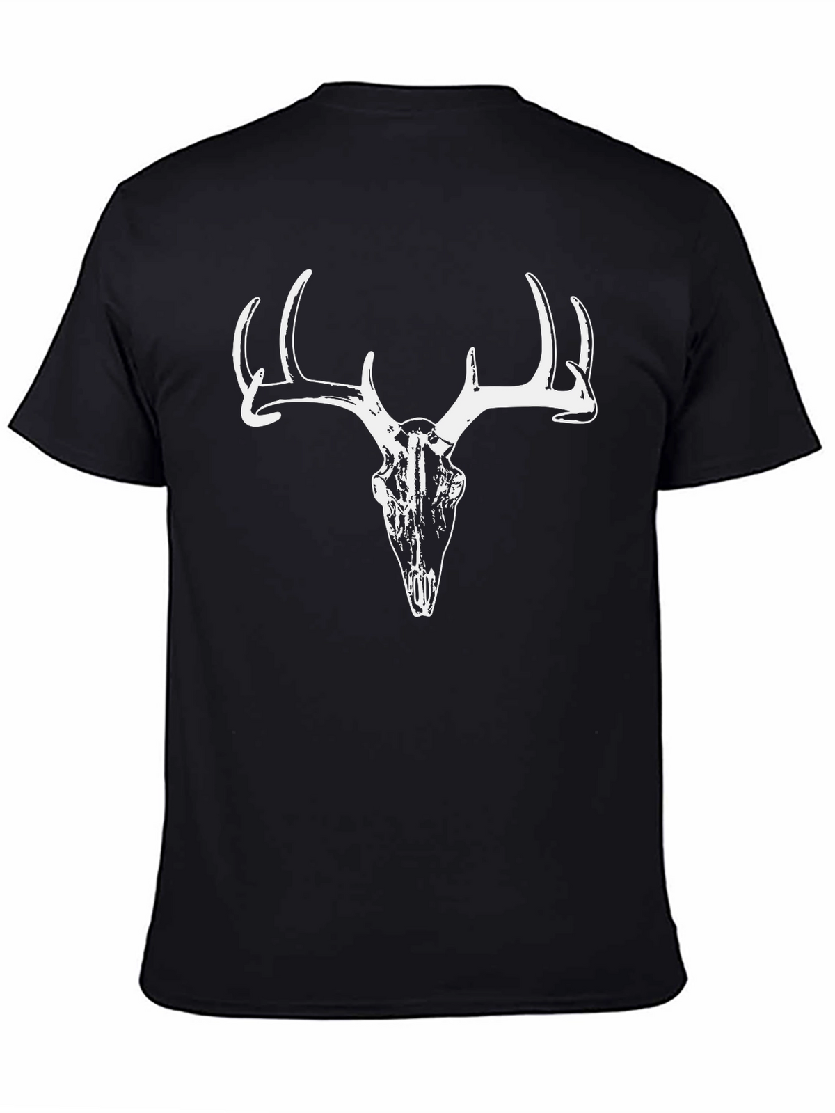 Deer Skull Graphic Tee - Black Cotton T-Shirt