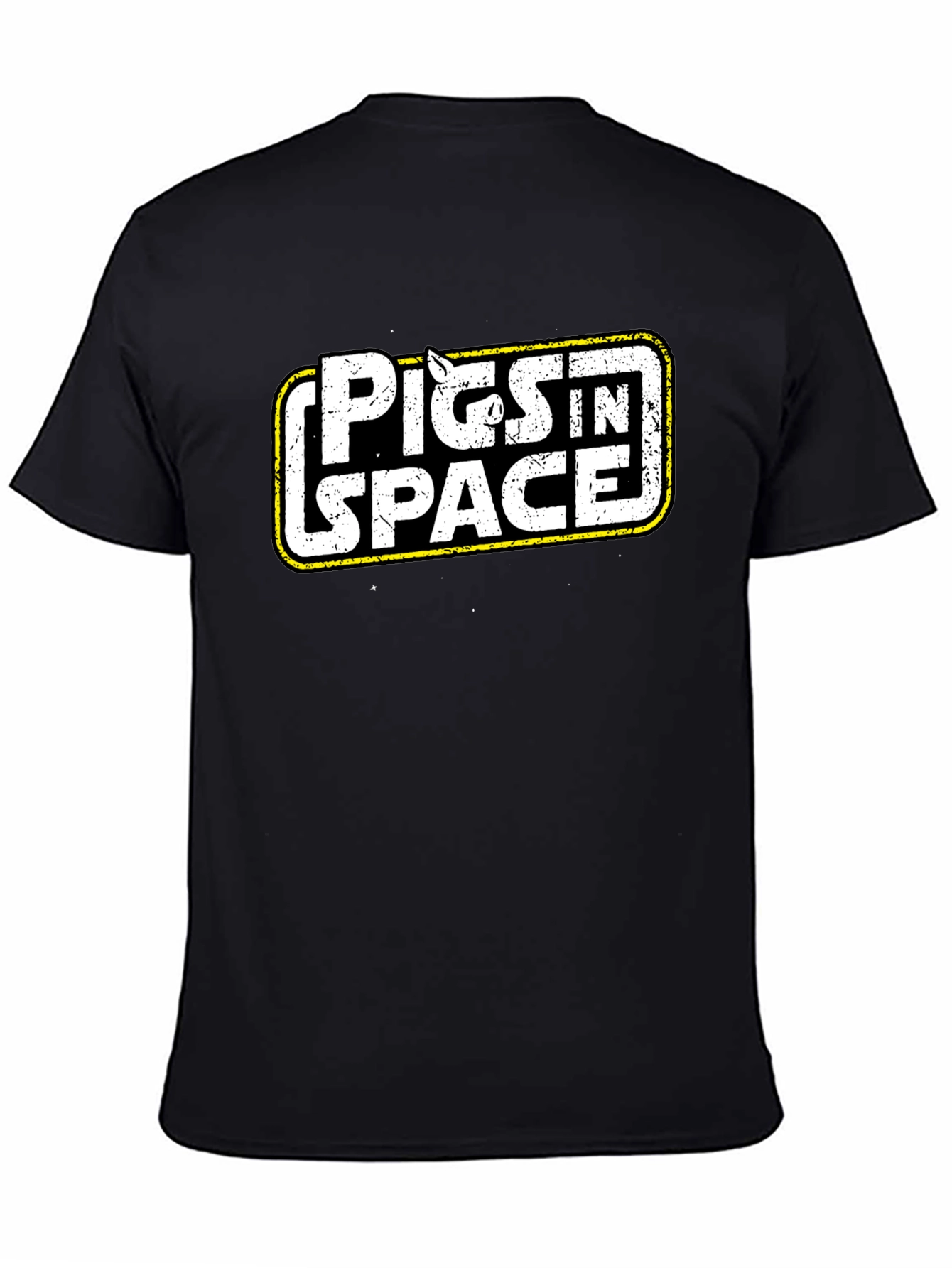 Pigs in Space Graphic T-Shirt - Black Cotton Blend