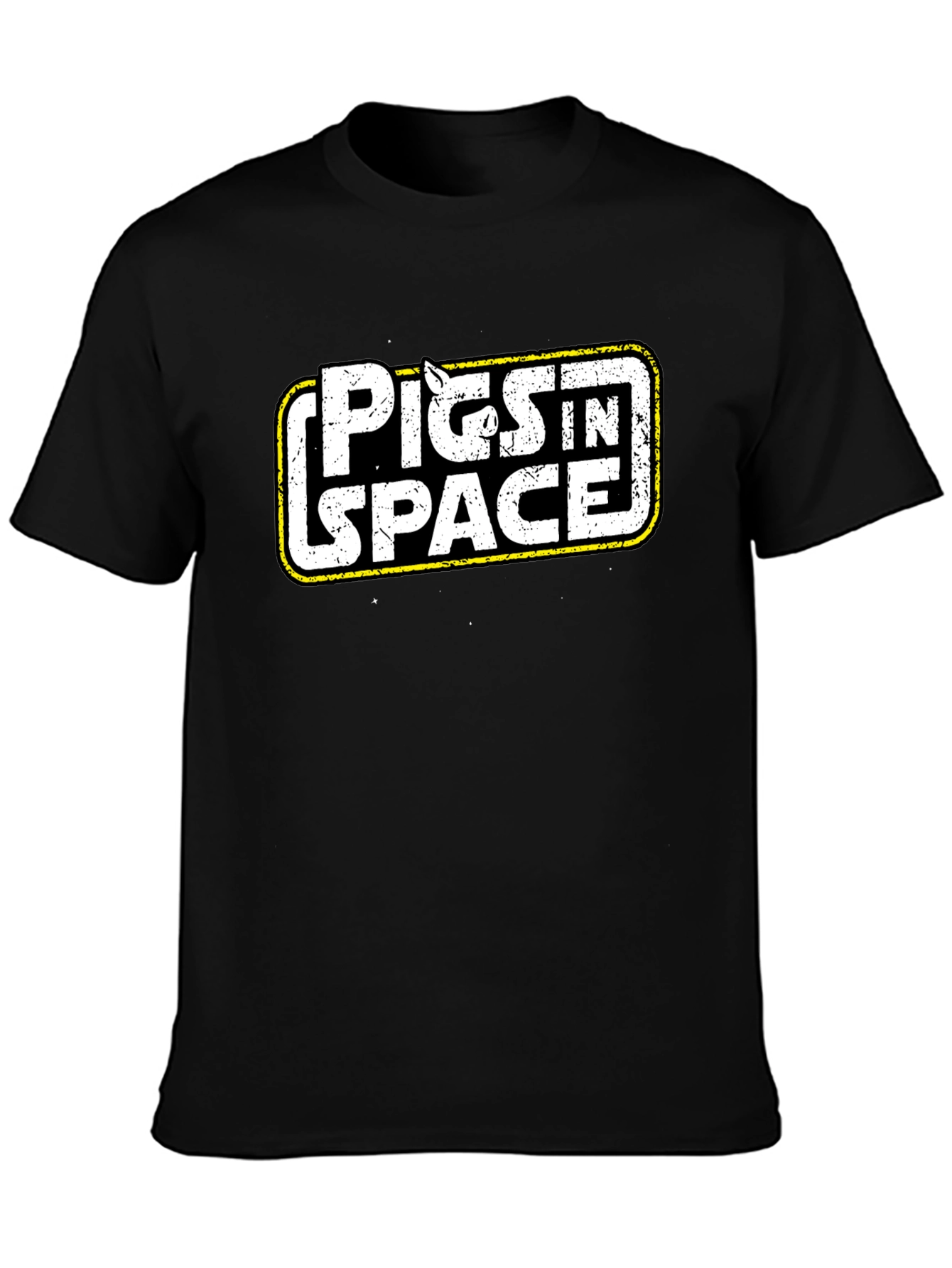 Pigs in Space Graphic T-Shirt - Black Cotton Blend