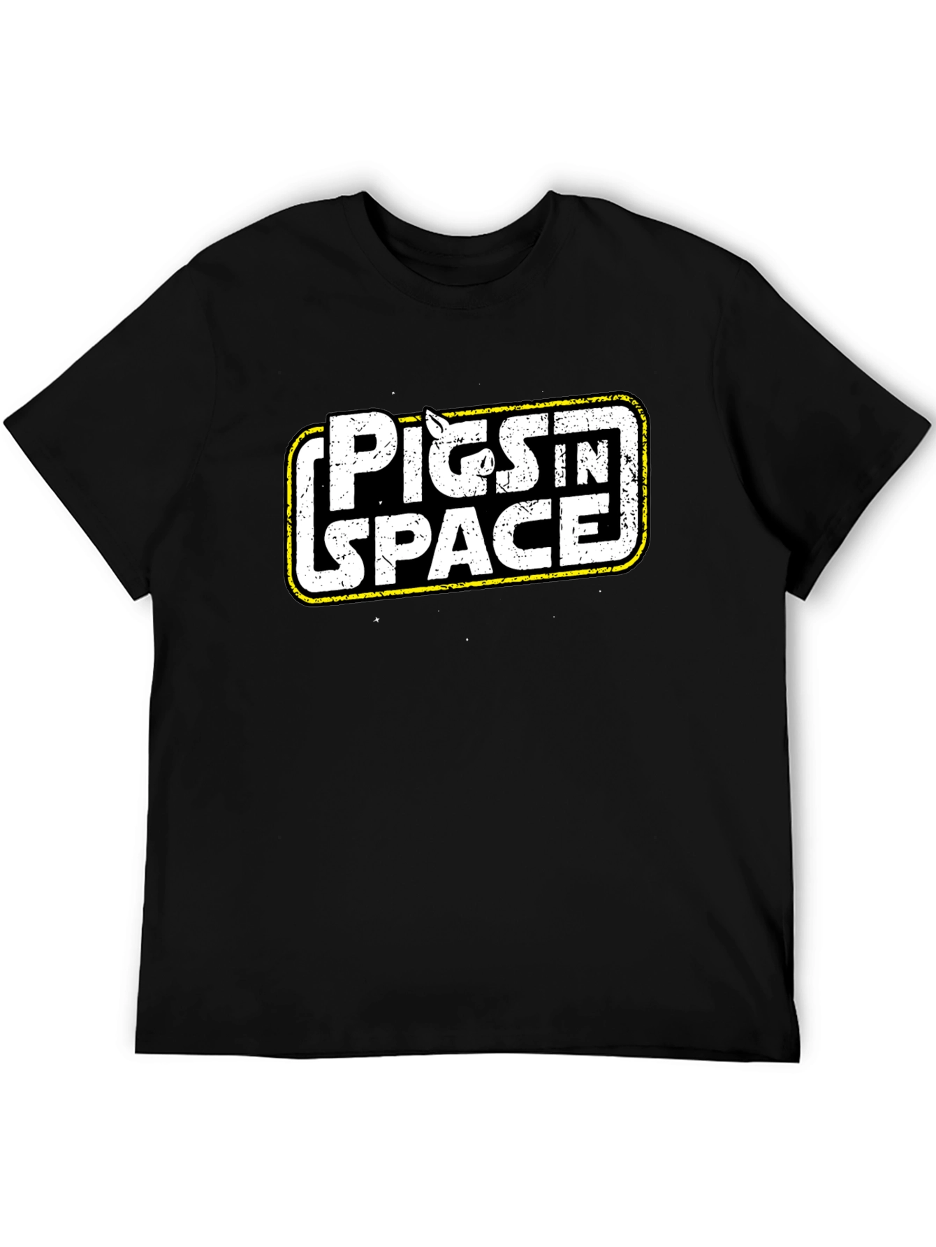 Pigs in Space Graphic T-Shirt - Black Cotton Blend