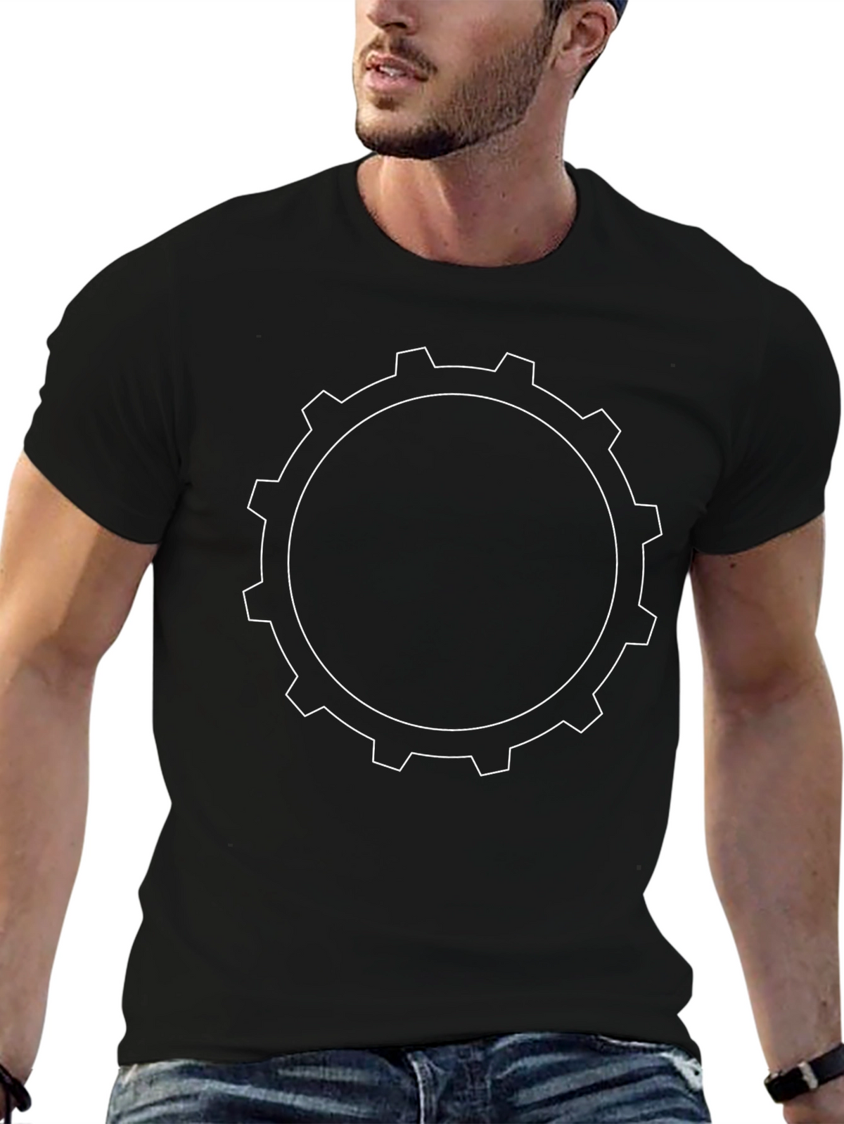 Gear Graphic Black T-Shirt - Mechanical Style