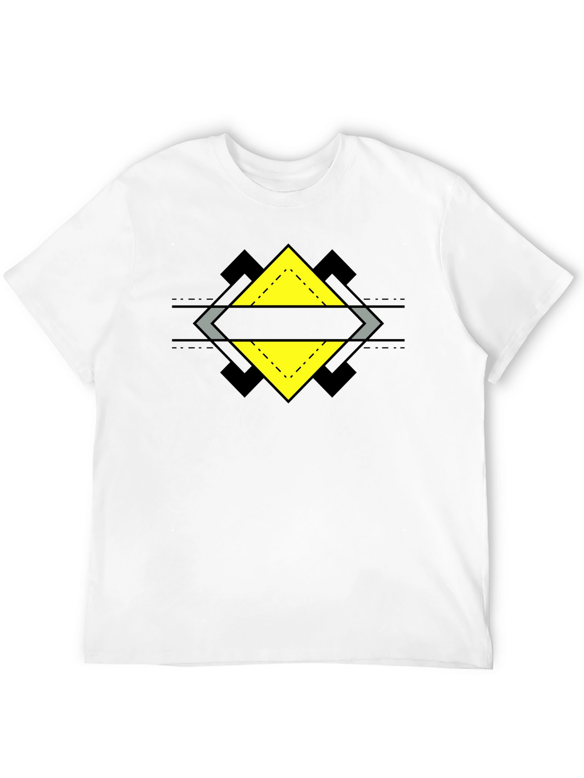 Geometric Diamond Design Black T-Shirt