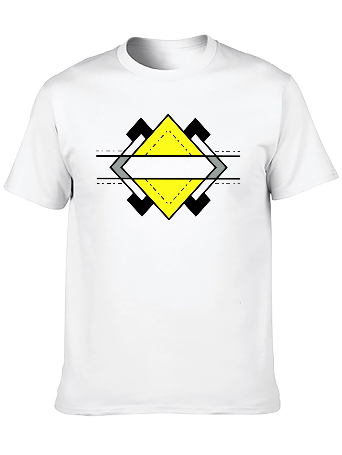 Geometric Diamond Design Black T-Shirt