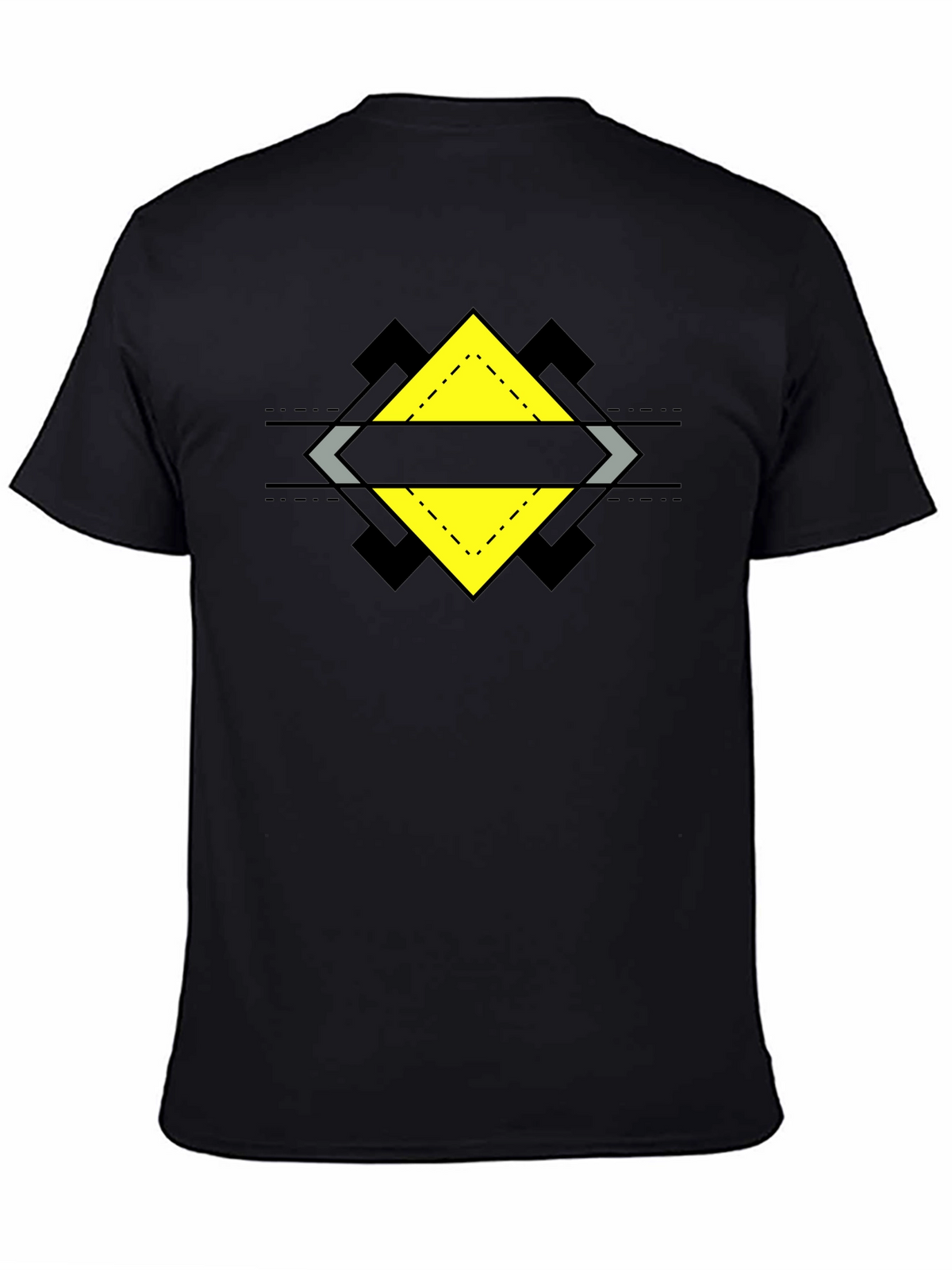 Geometric Diamond Design Black T-Shirt