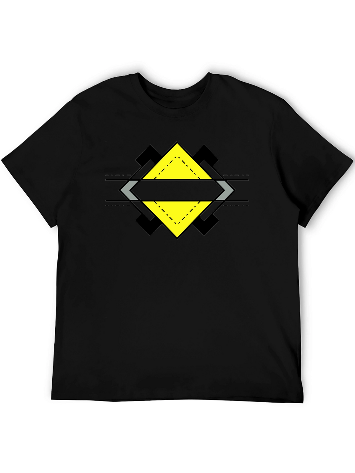 Geometric Diamond Design Black T-Shirt