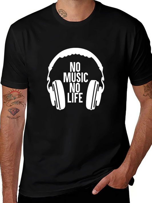 No Music No Life Graphic Tee - Stylish Black Cotton T-Shirt