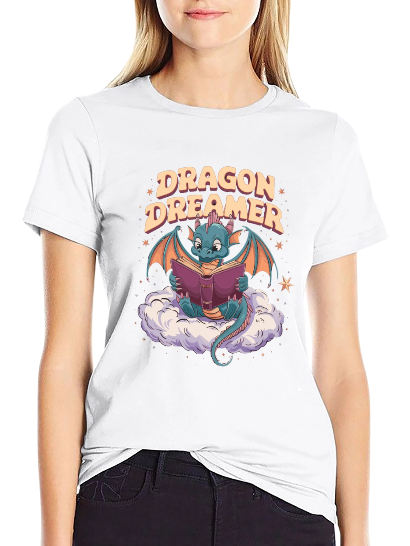 Dragon Dreamer Graphic Tee - Fantasy Bookworm T-Shirt
