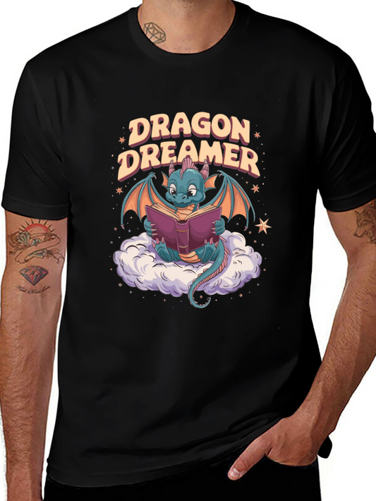 Dragon Dreamer Graphic Tee - Fantasy Bookworm T-Shirt