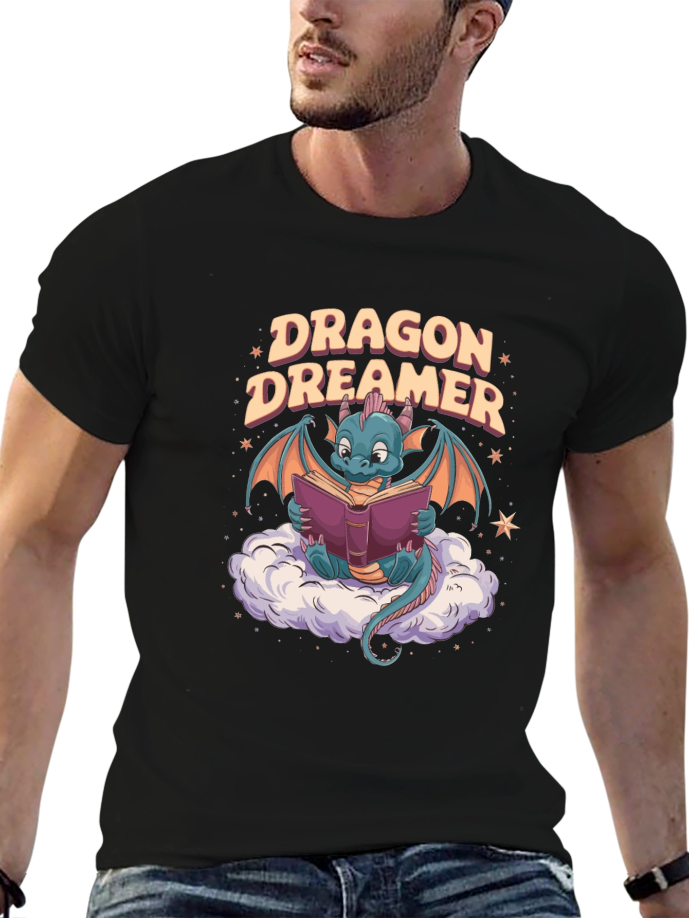 Dragon Dreamer Graphic Tee - Fantasy Bookworm T-Shirt