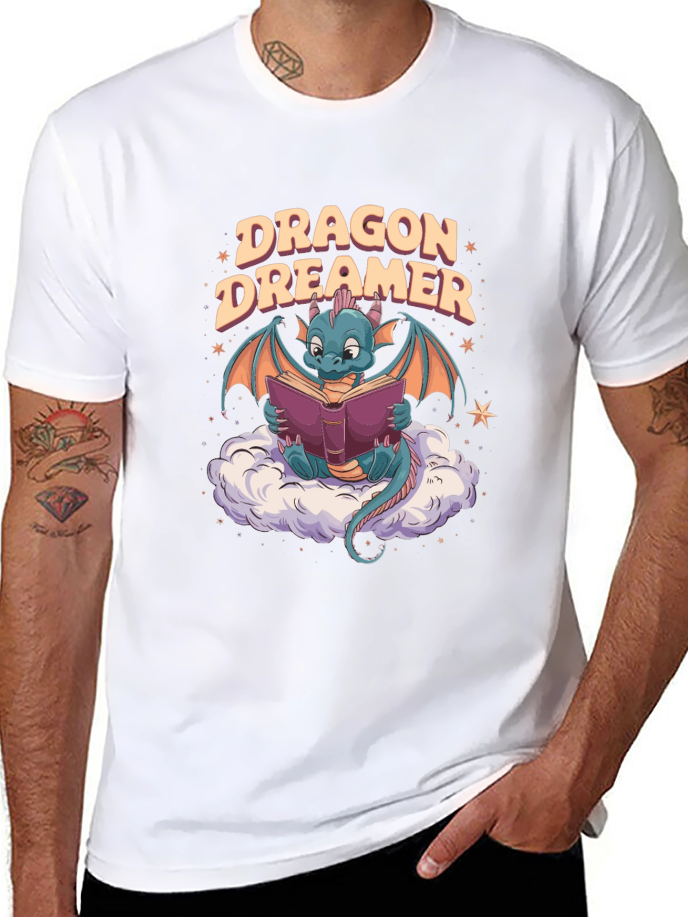 Dragon Dreamer Graphic Tee - Fantasy Bookworm T-Shirt