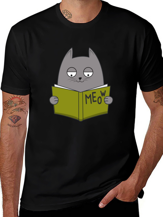 Cat Reading Book Meow T-Shirt
