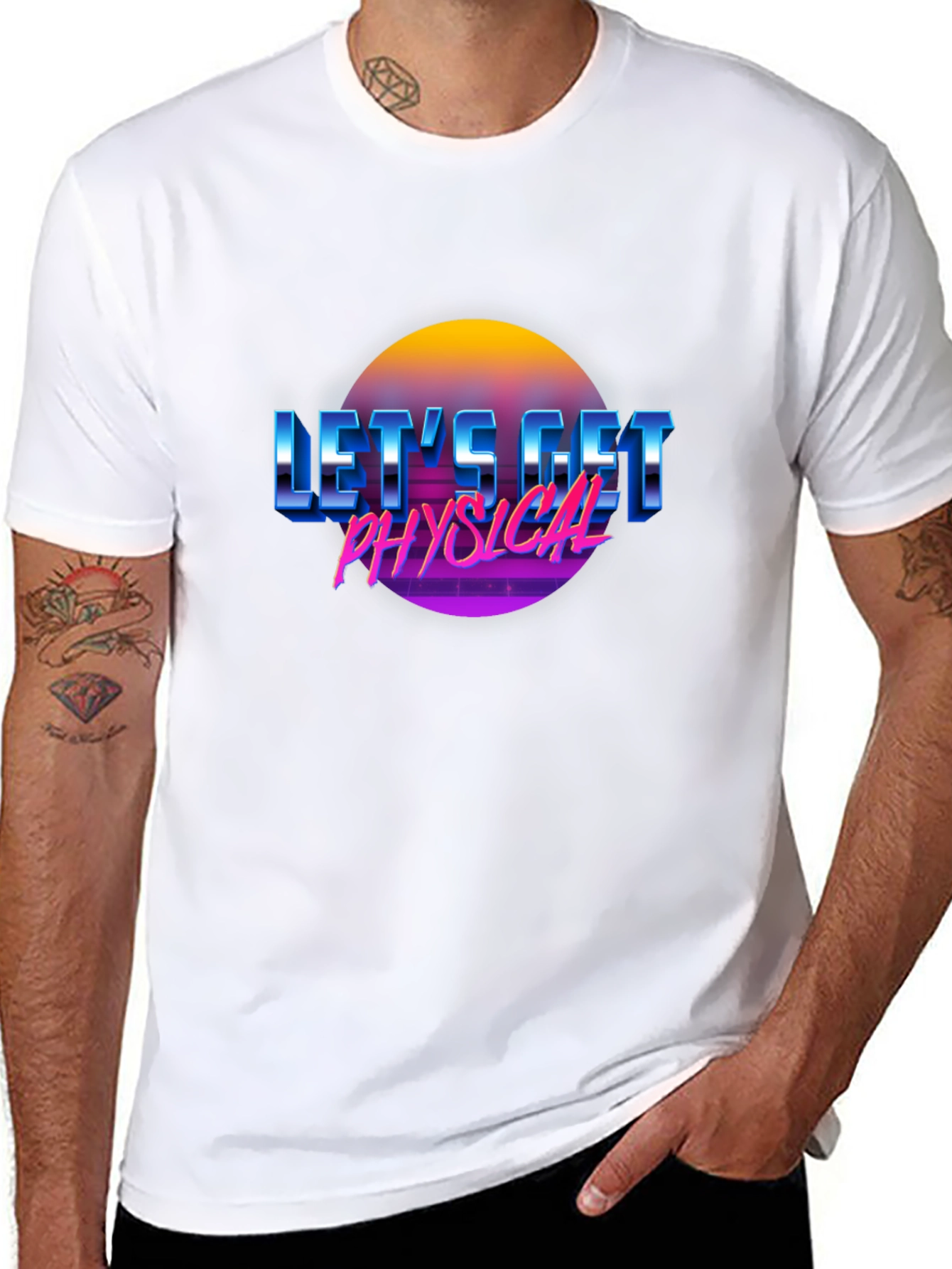Retro Lets Get Physical Graphic T-Shirt