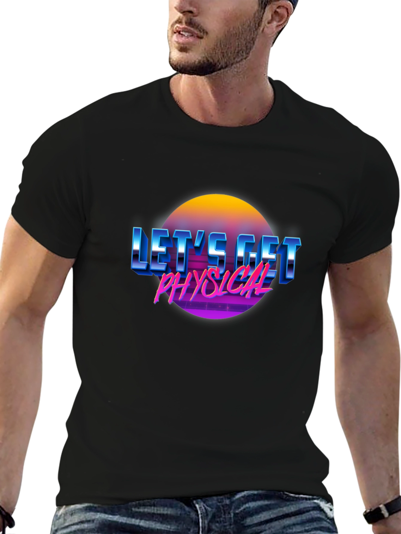 Retro Lets Get Physical Graphic T-Shirt