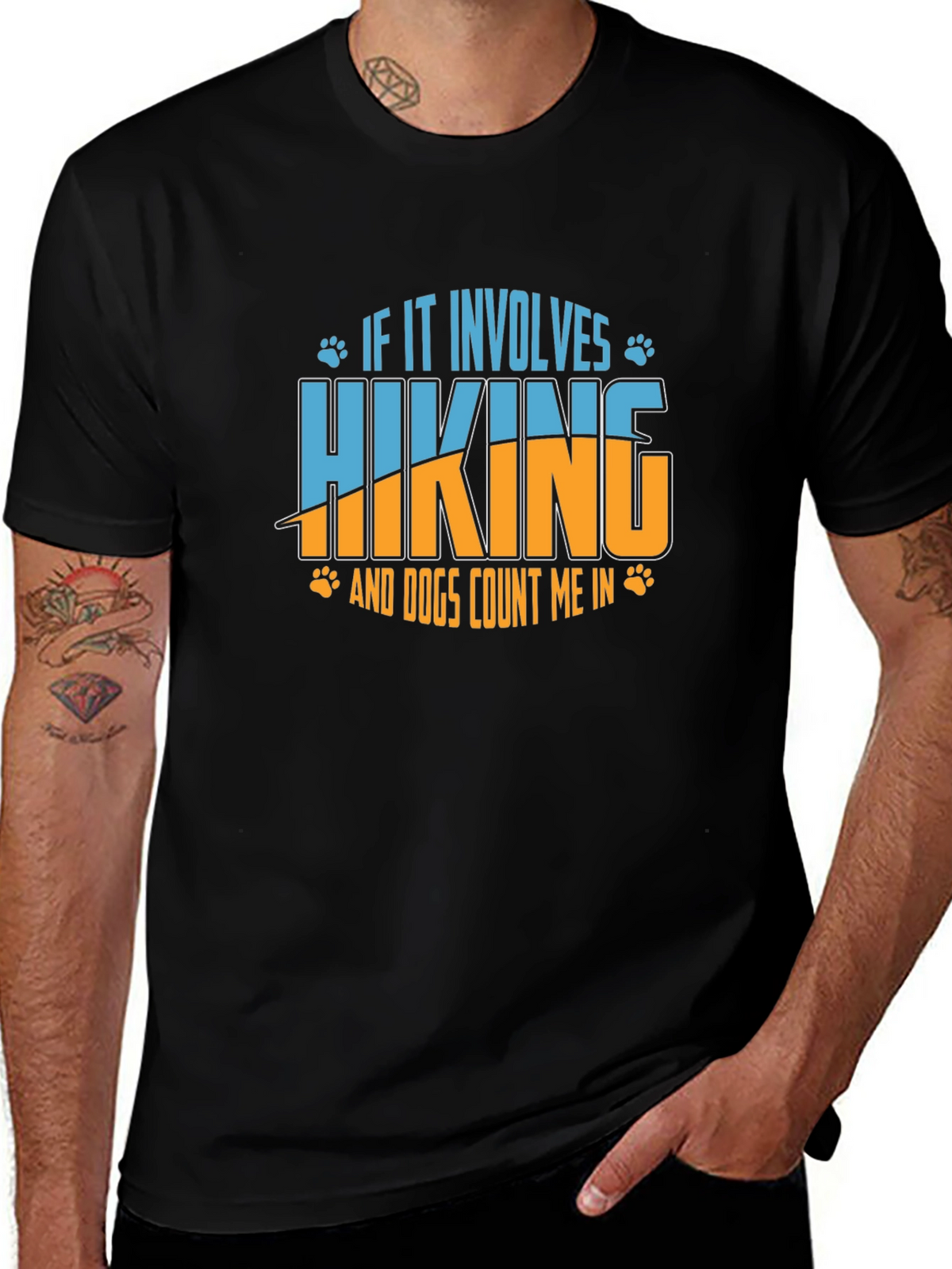 Hiking and Dogs Graphic Tee - Black