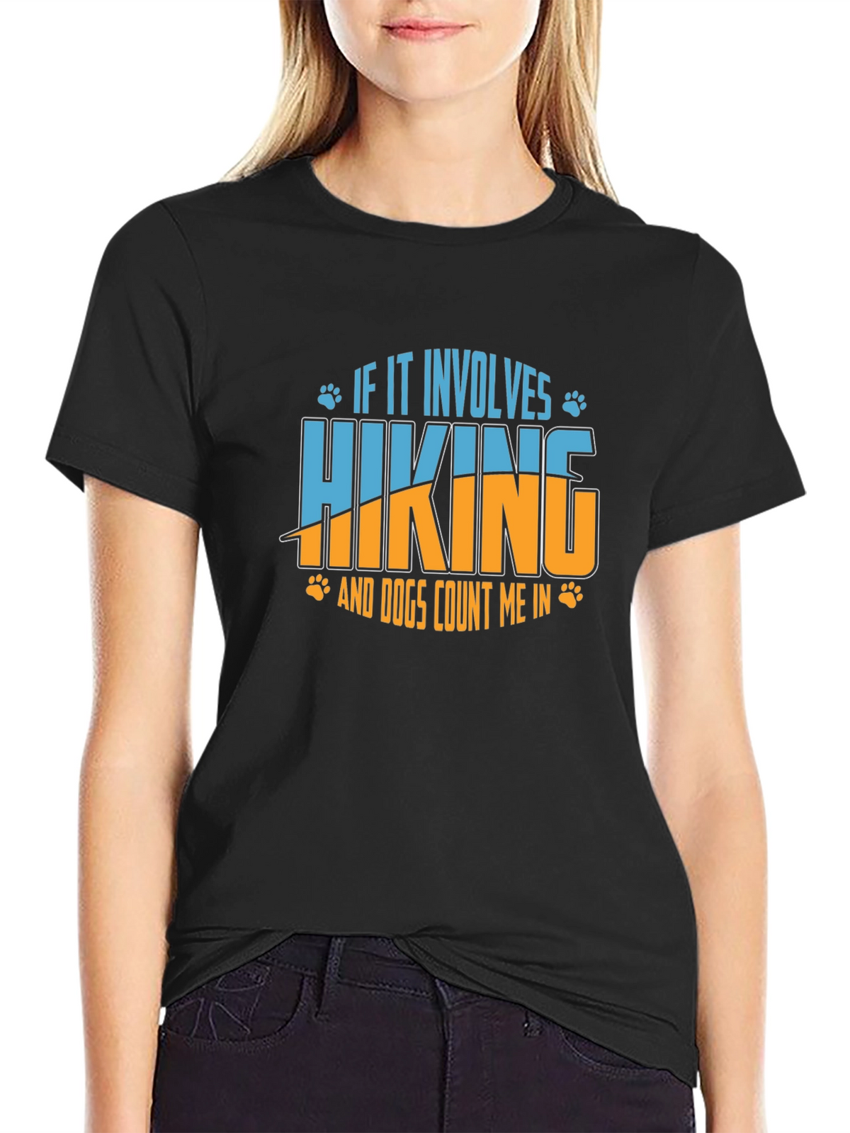 Hiking and Dogs Graphic Tee - Black