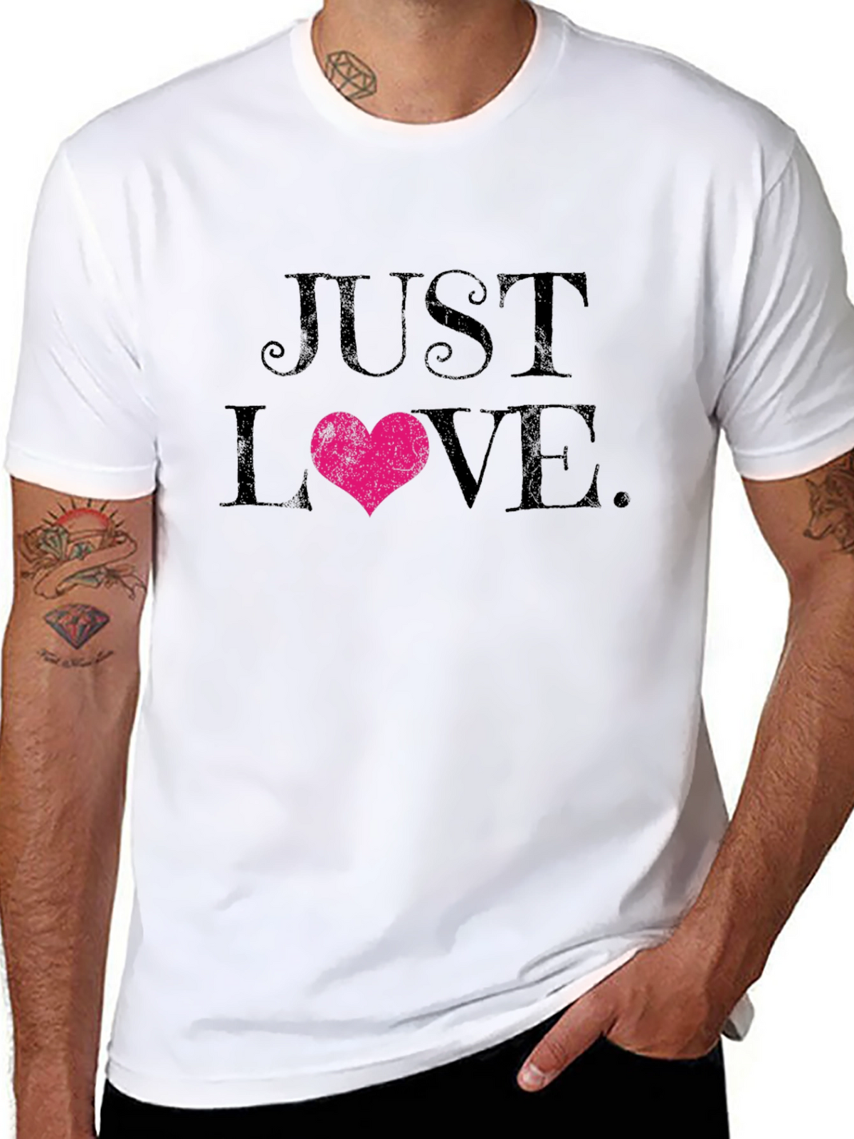 Just Love Heart Graphic Black T-Shirt