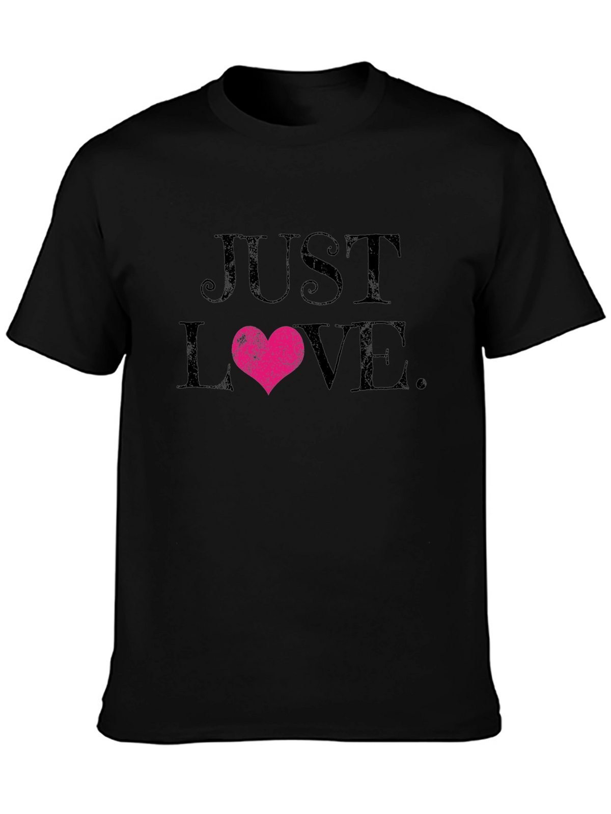 Just Love Heart Graphic Black T-Shirt