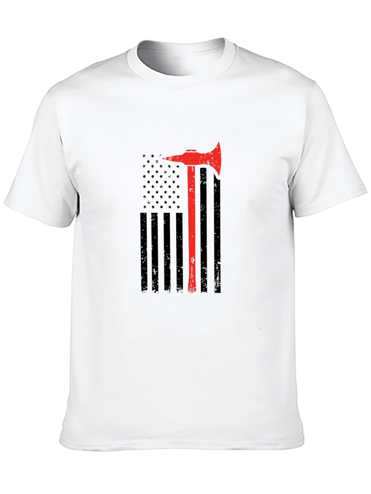 Firefighter Axe Flag T-Shirt - Patriotic Fireman Tee